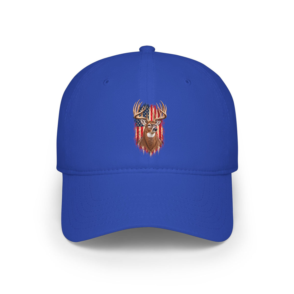 Whitetail Buck American Flag Hat, Adjustable Cotton Dad Cap