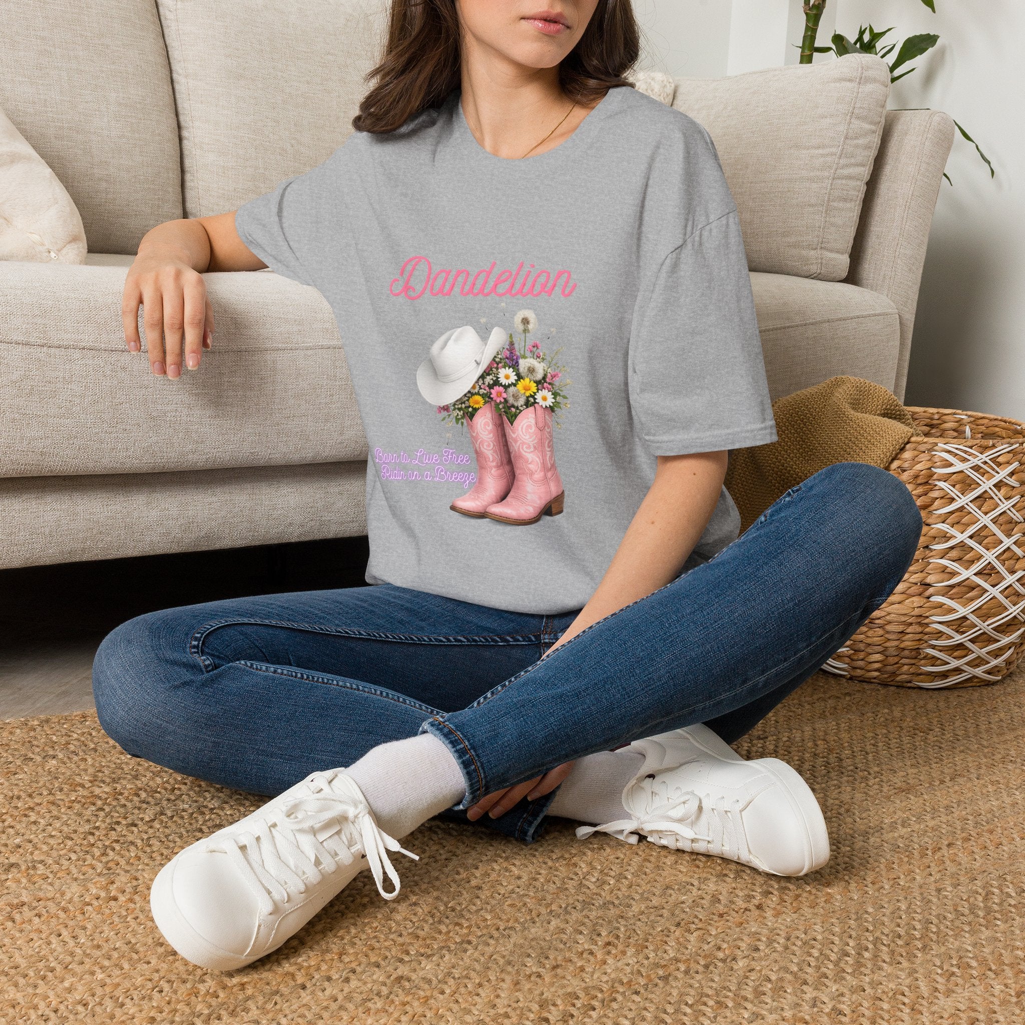 Dandelion Graphic T-Shirt — Floral Cowboy Boots & Hat Tee