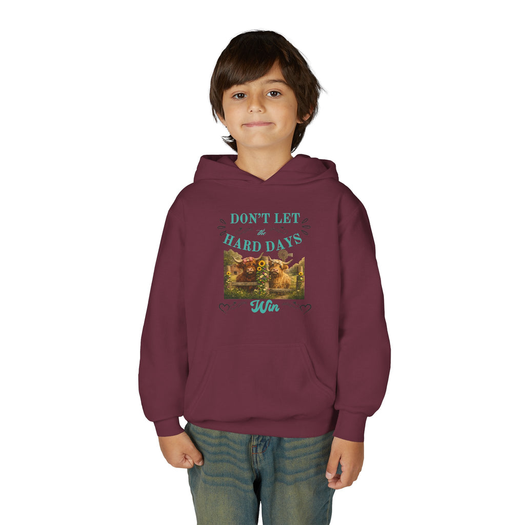 Youth Hoodie — "Don't Let Hard Days Win" Inspirational Graphic Sweatshirt