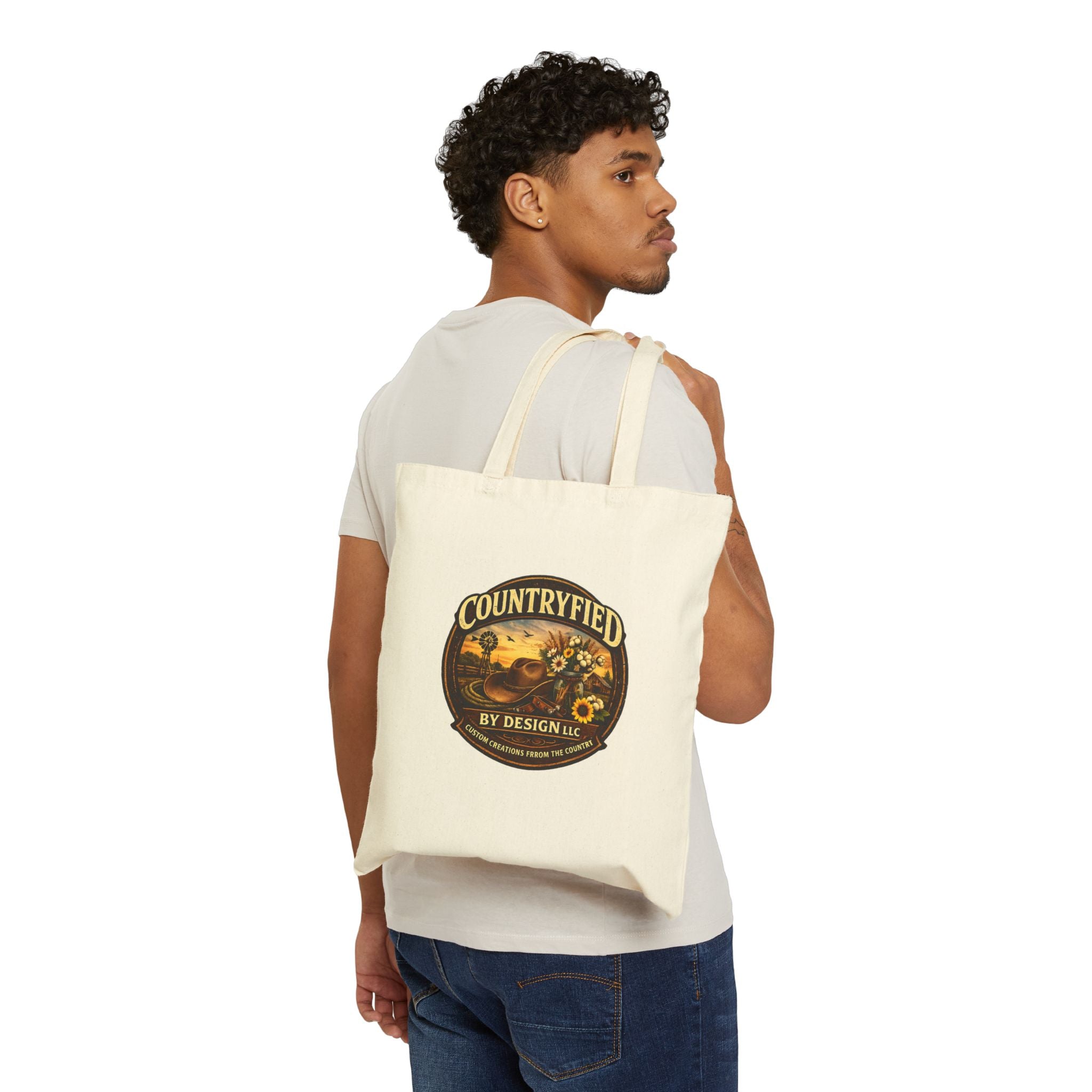 Countryfied Canvas Tote Bag — Vintage Sunflower Farm Market Shopper