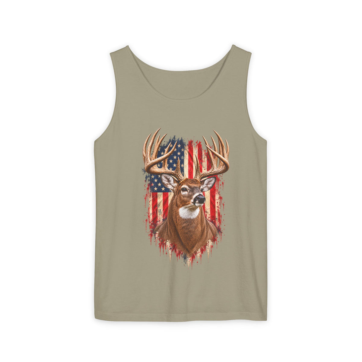 Buck American Flag Tank Top, Garment-Dyed Cotton, Relaxed Fit