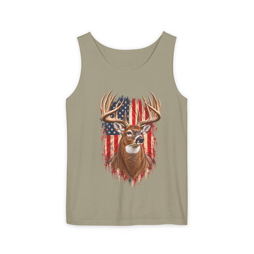 Buck American Flag Tank Top, Garment-Dyed Cotton, Relaxed Fit