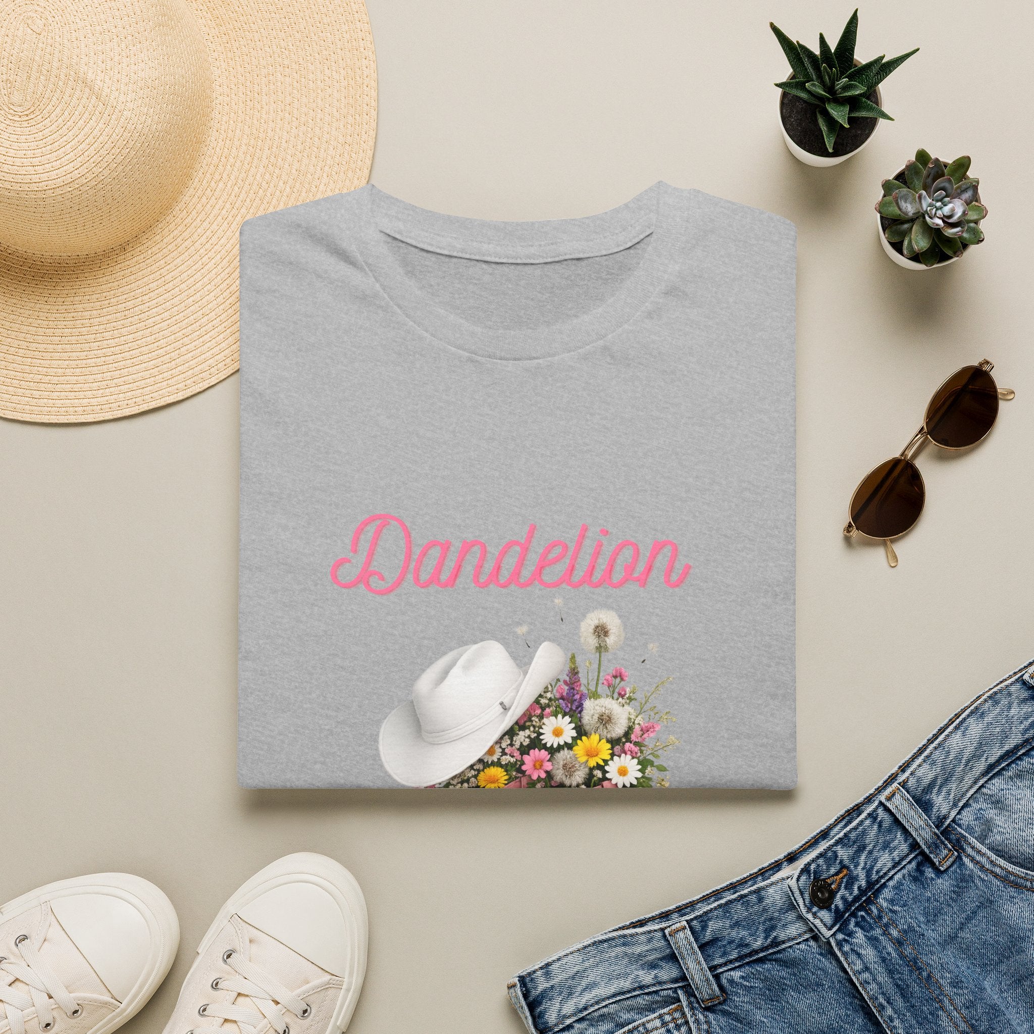 Dandelion Graphic T-Shirt — Floral Cowboy Boots & Hat Tee