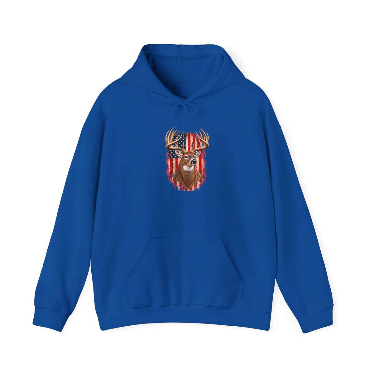 American Flag Deer Head Hoodie | Patriotic Buck Graphic Sweatshirt