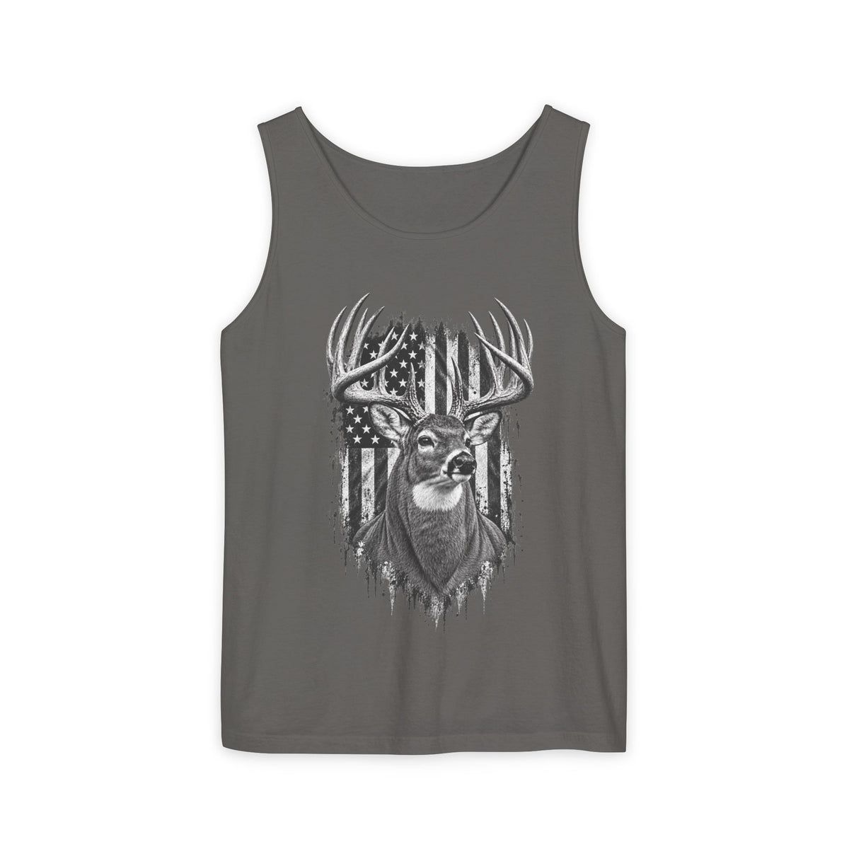 Buck Deer American Flag Tank Top, Garment-Dyed Cotton, Relaxed Fit