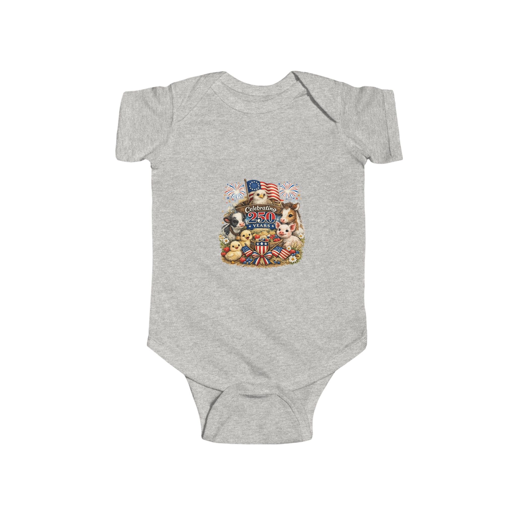 Patriotic Baby Bodysuit - Vintage American Flag & Teddy Bear 4th of July Onesie