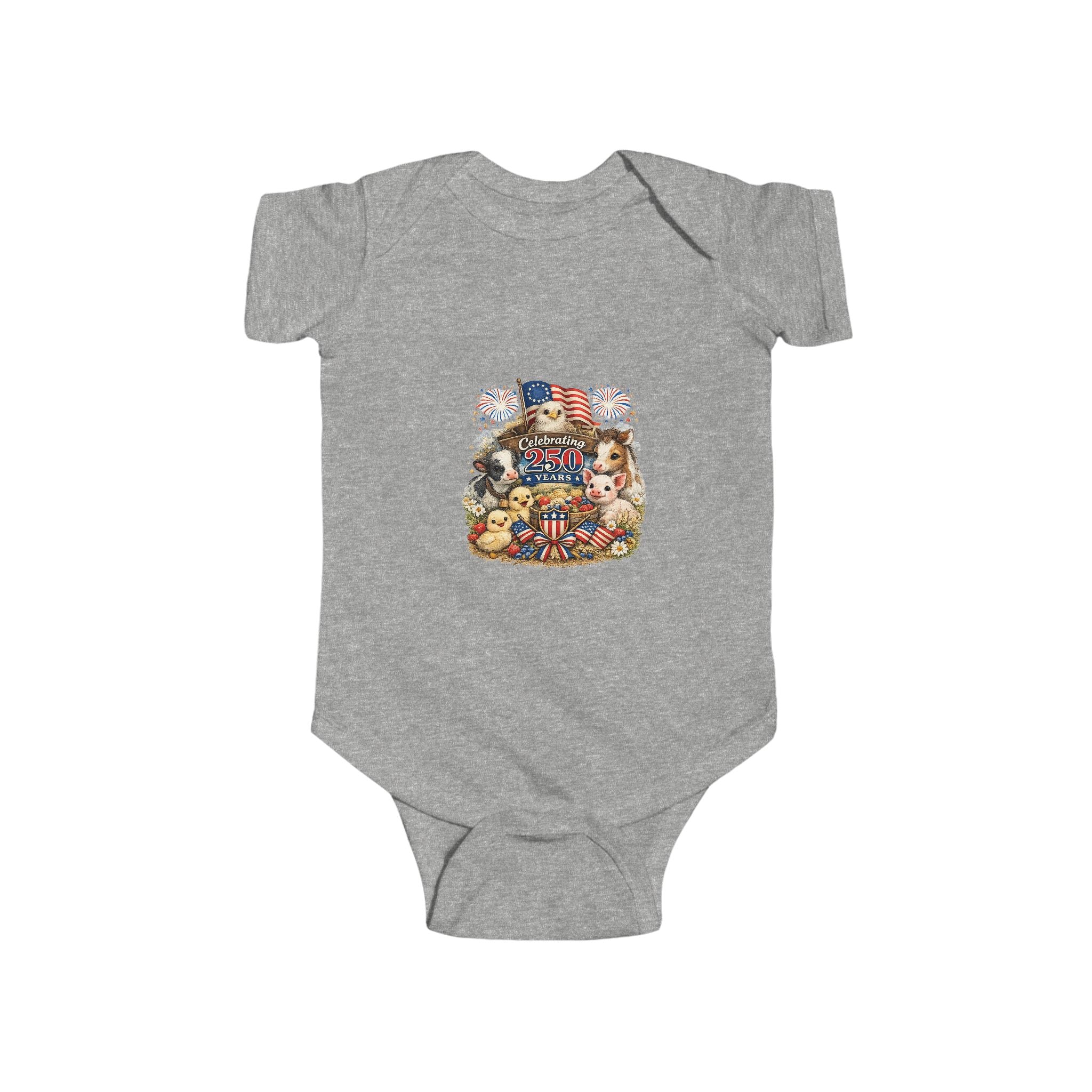 Patriotic Baby Bodysuit - Vintage American Flag & Teddy Bear 4th of July Onesie