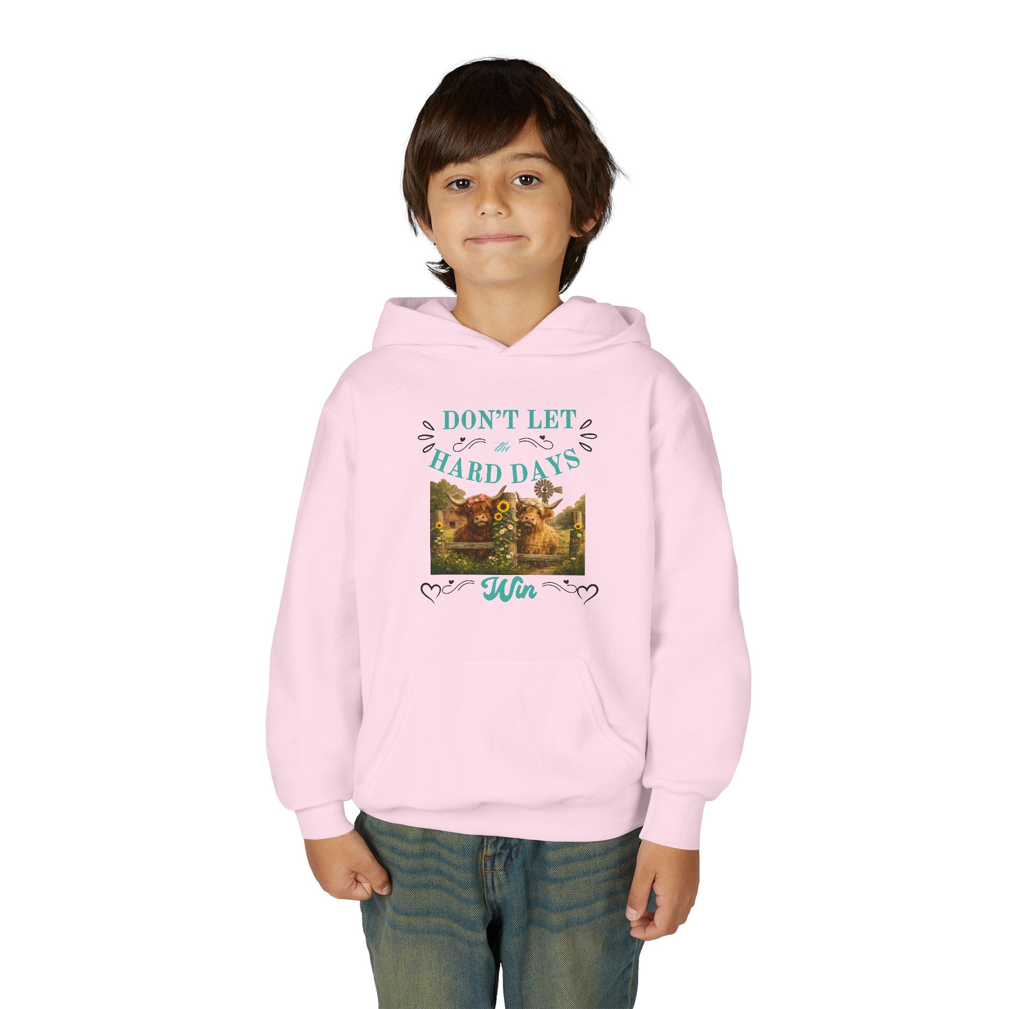 Youth Hoodie — "Don't Let Hard Days Win" Inspirational Graphic Sweatshirt