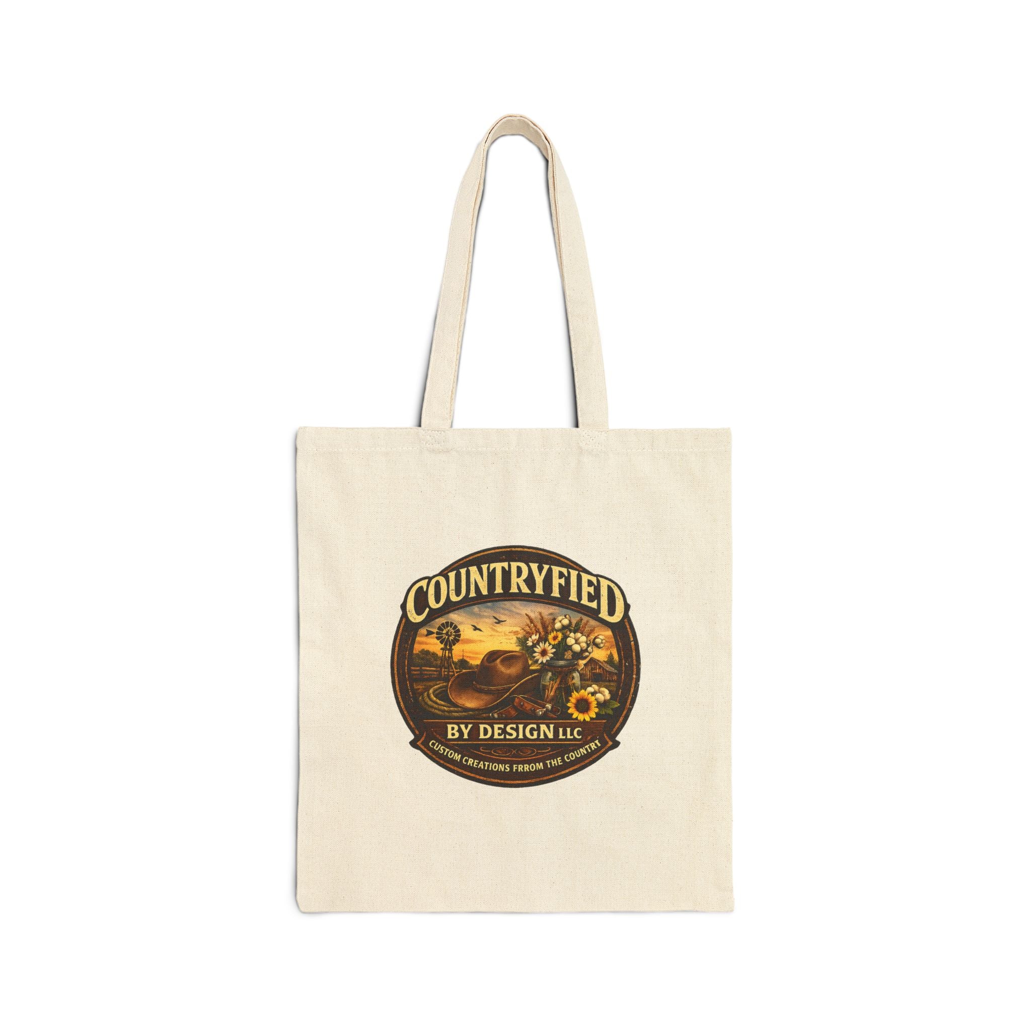 Countryfied Canvas Tote Bag — Vintage Sunflower Farm Market Shopper