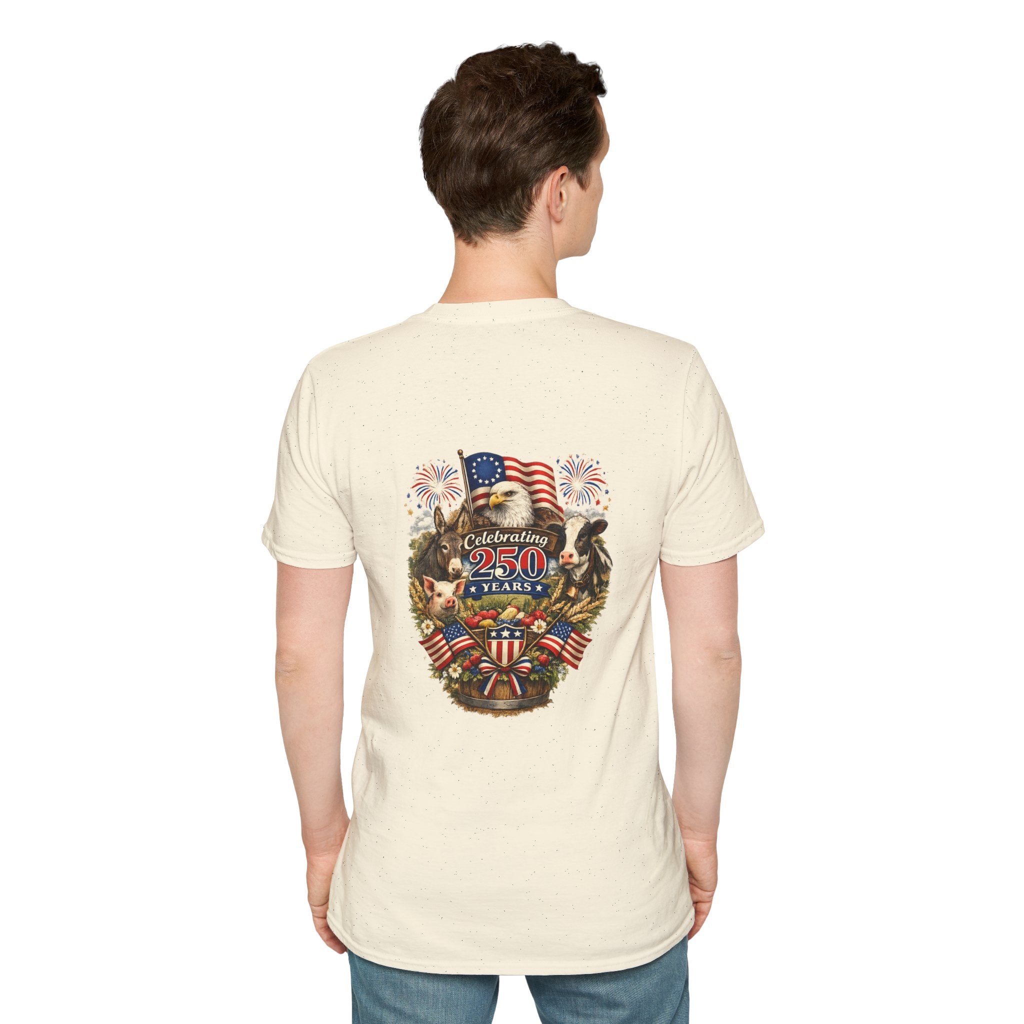 Patriotic Star Tee — Small Distressed Navy Star with Red Stripes