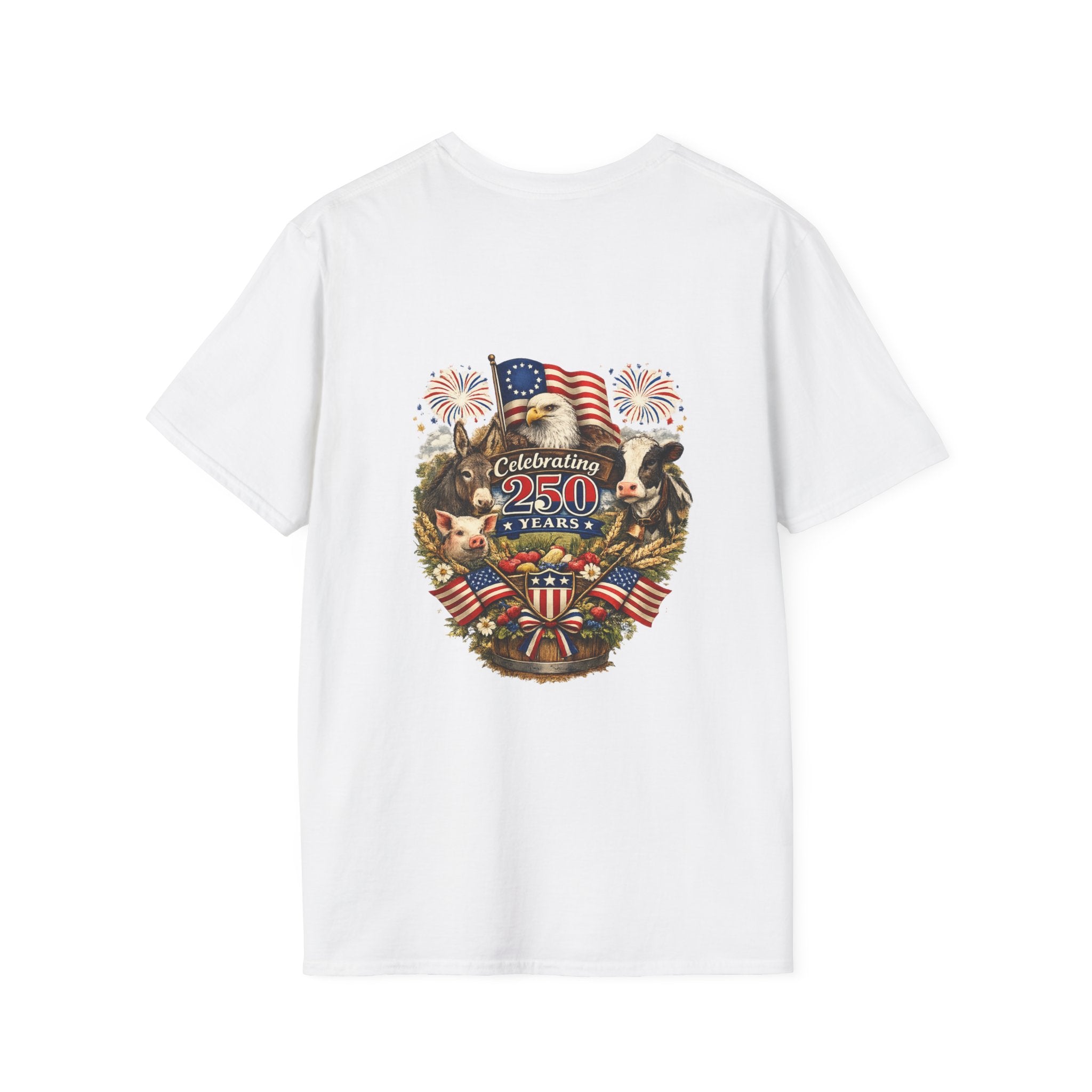 Patriotic Star Tee — Small Distressed Navy Star with Red Stripes