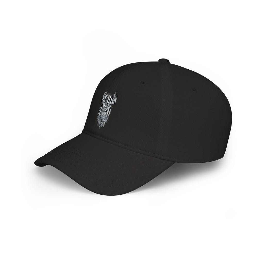Low Profile Baseball Cap with Silver Viking Helmet Embroidery