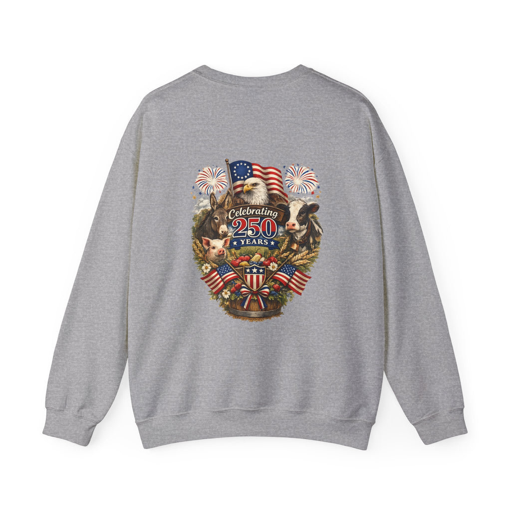 Crewneck Sweatshirt — "Celebrating 250 Years" Patriotic Eagle & Flag Design
