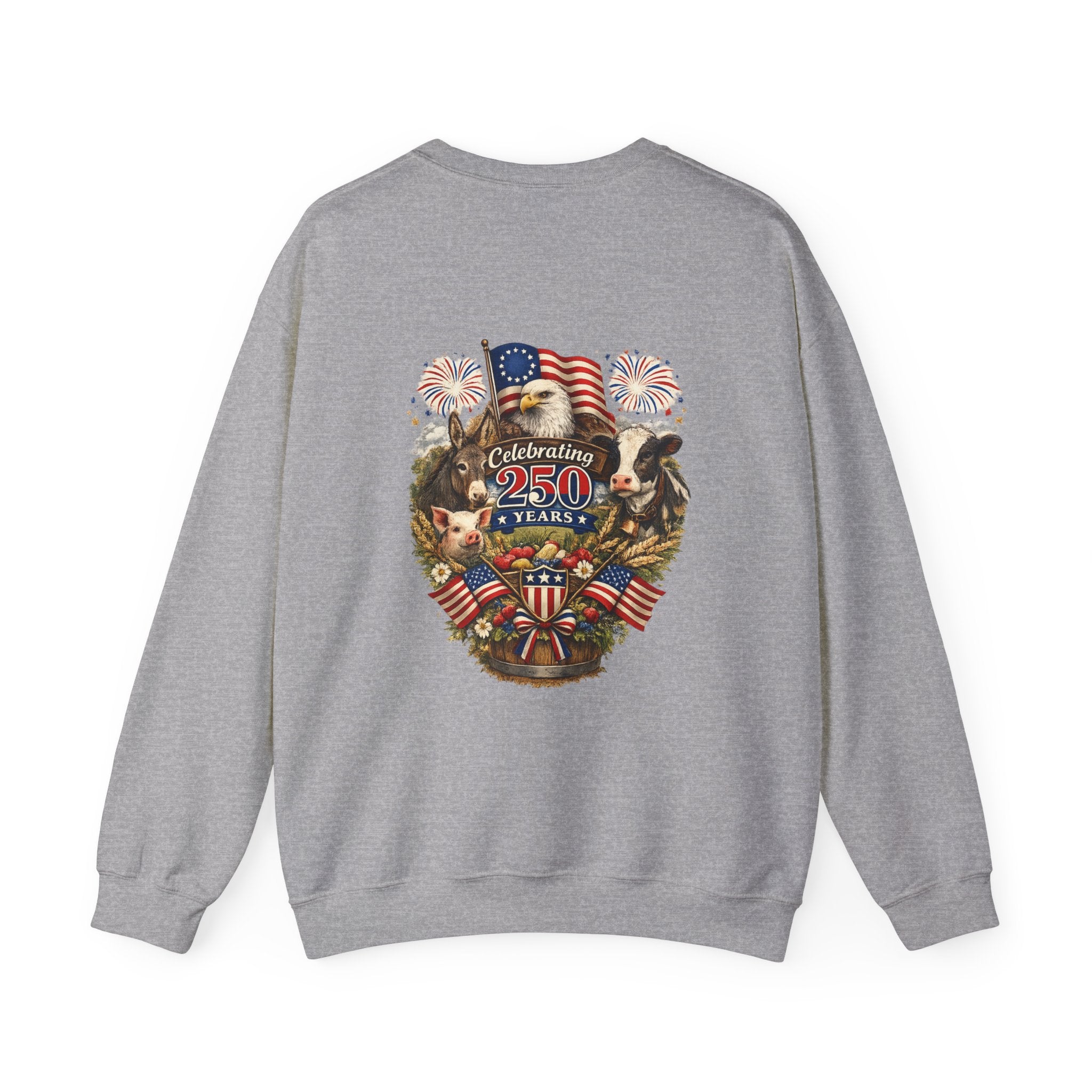 Crewneck Sweatshirt — "Celebrating 250 Years" Patriotic Eagle & Flag Design
