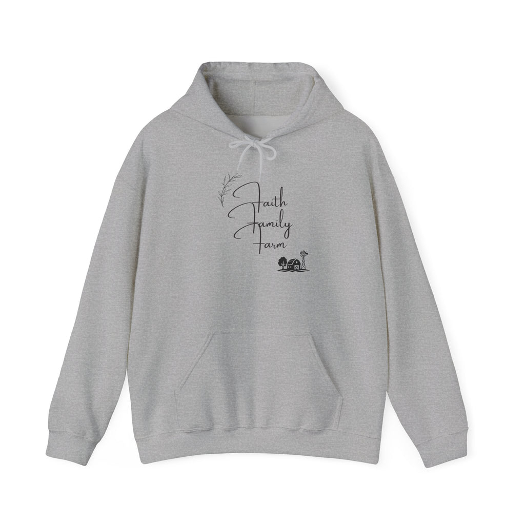 Faith Family Farm Hoodie — Minimal Script Farmhouse Pullover