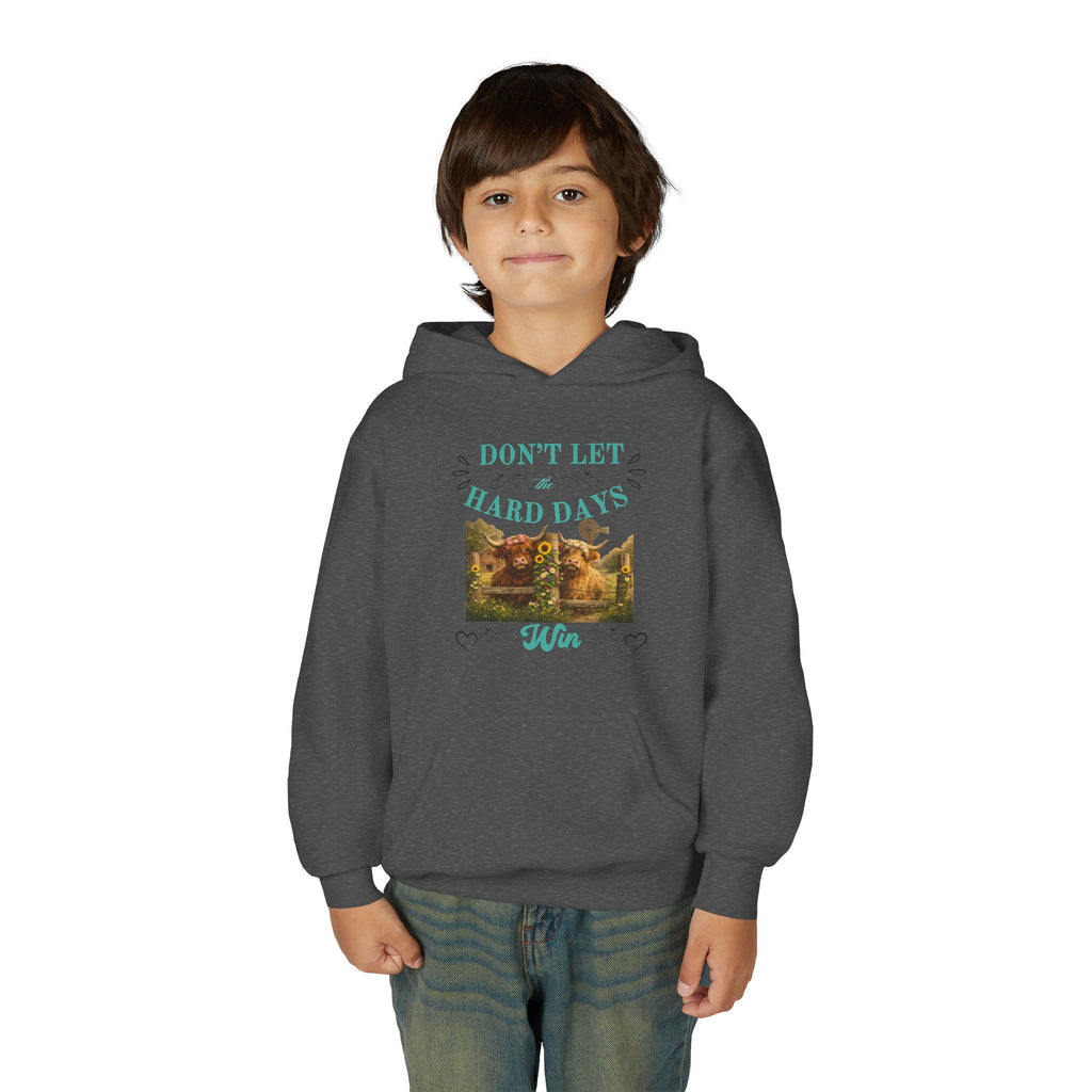Youth Hoodie — "Don't Let Hard Days Win" Inspirational Graphic Sweatshirt