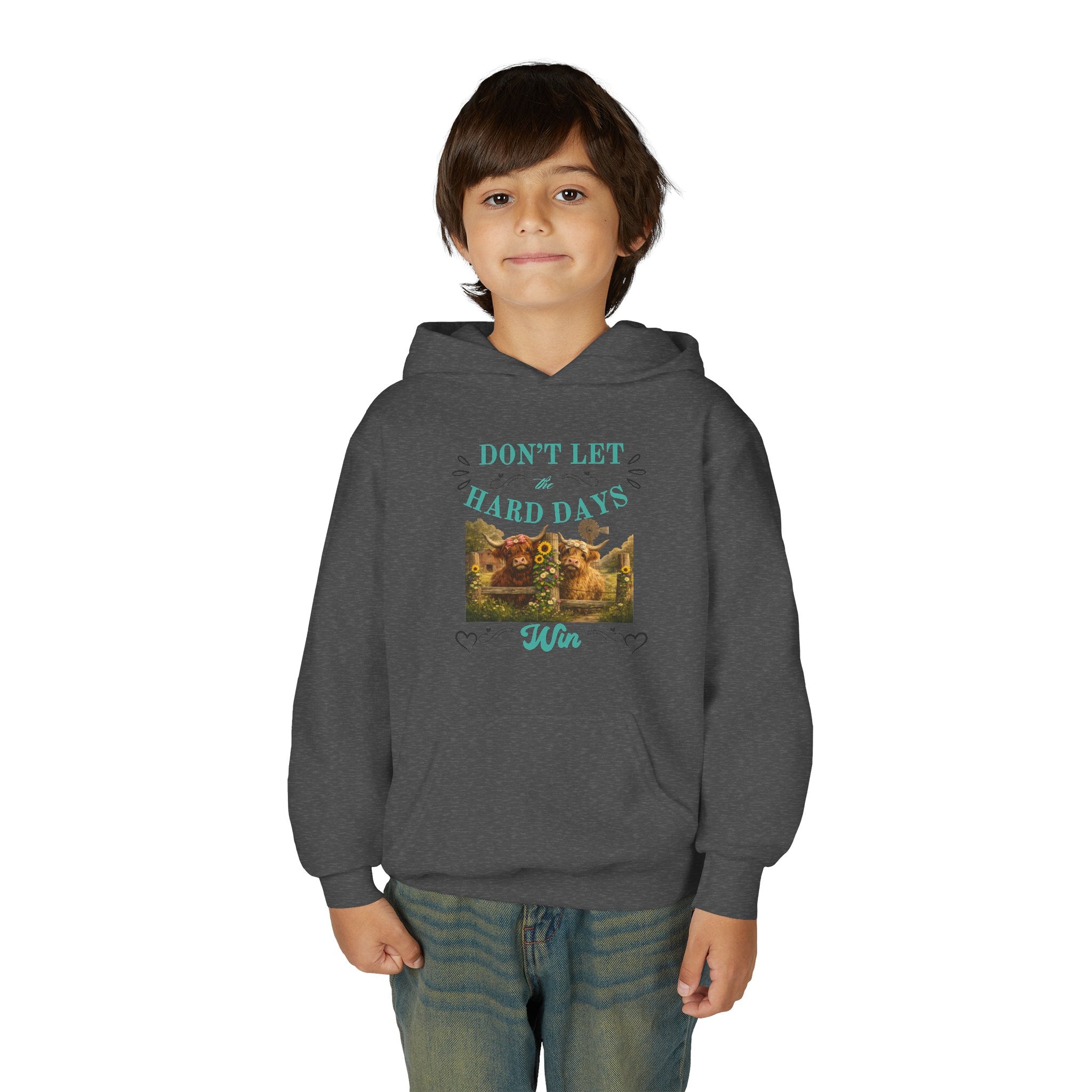 Youth Hoodie — "Don't Let Hard Days Win" Inspirational Graphic Sweatshirt
