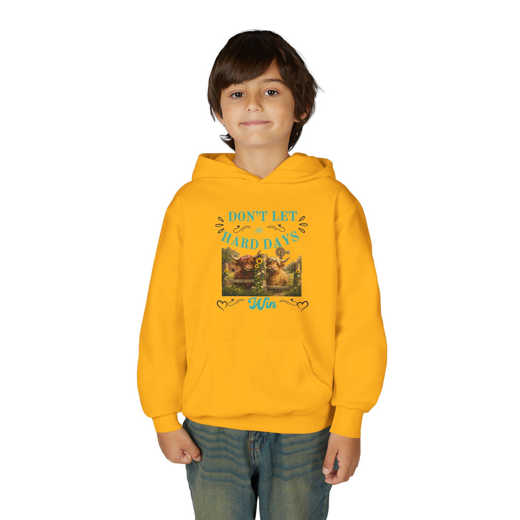 Youth Hoodie — "Don't Let Hard Days Win" Inspirational Graphic Sweatshirt