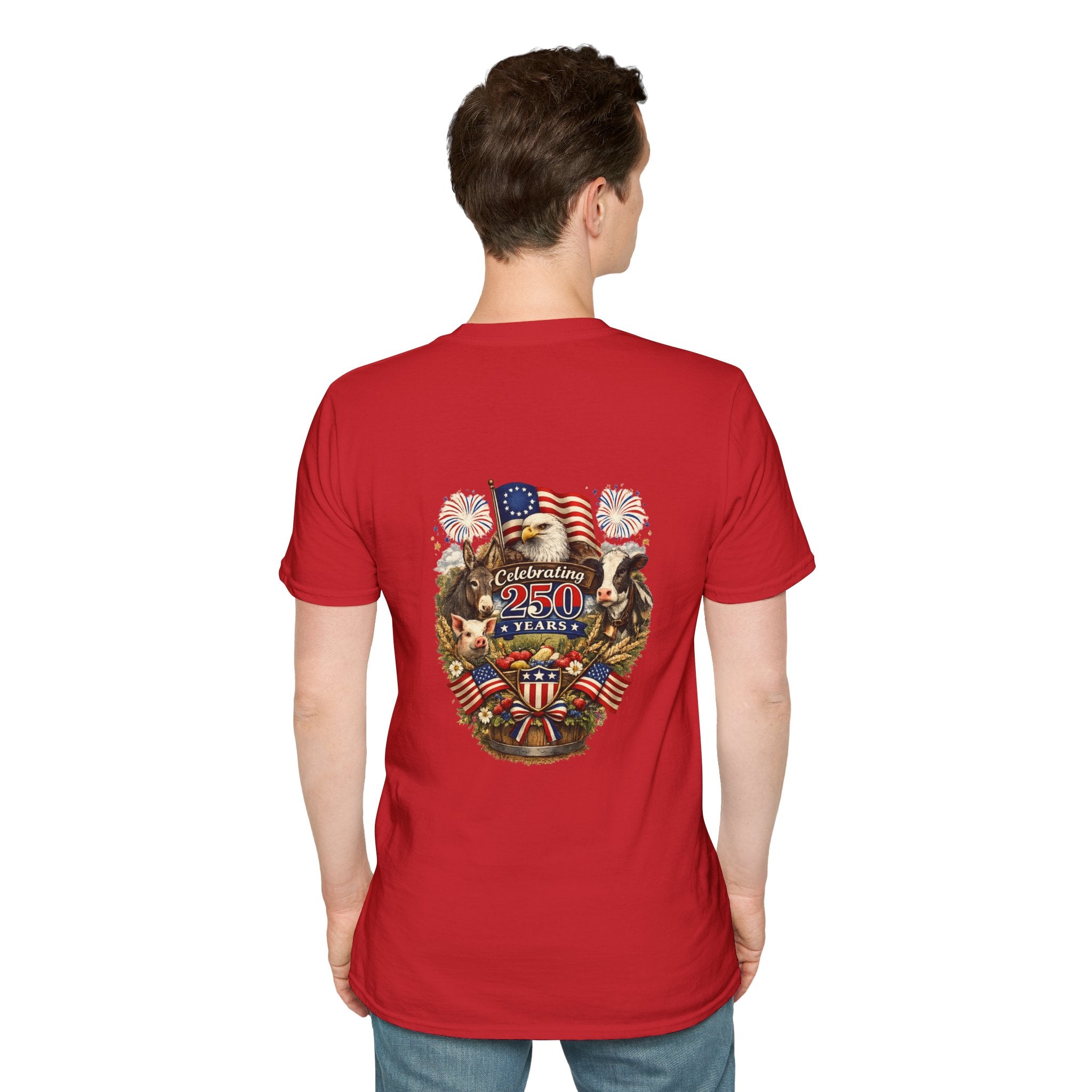 Patriotic Star Tee — Small Distressed Navy Star with Red Stripes