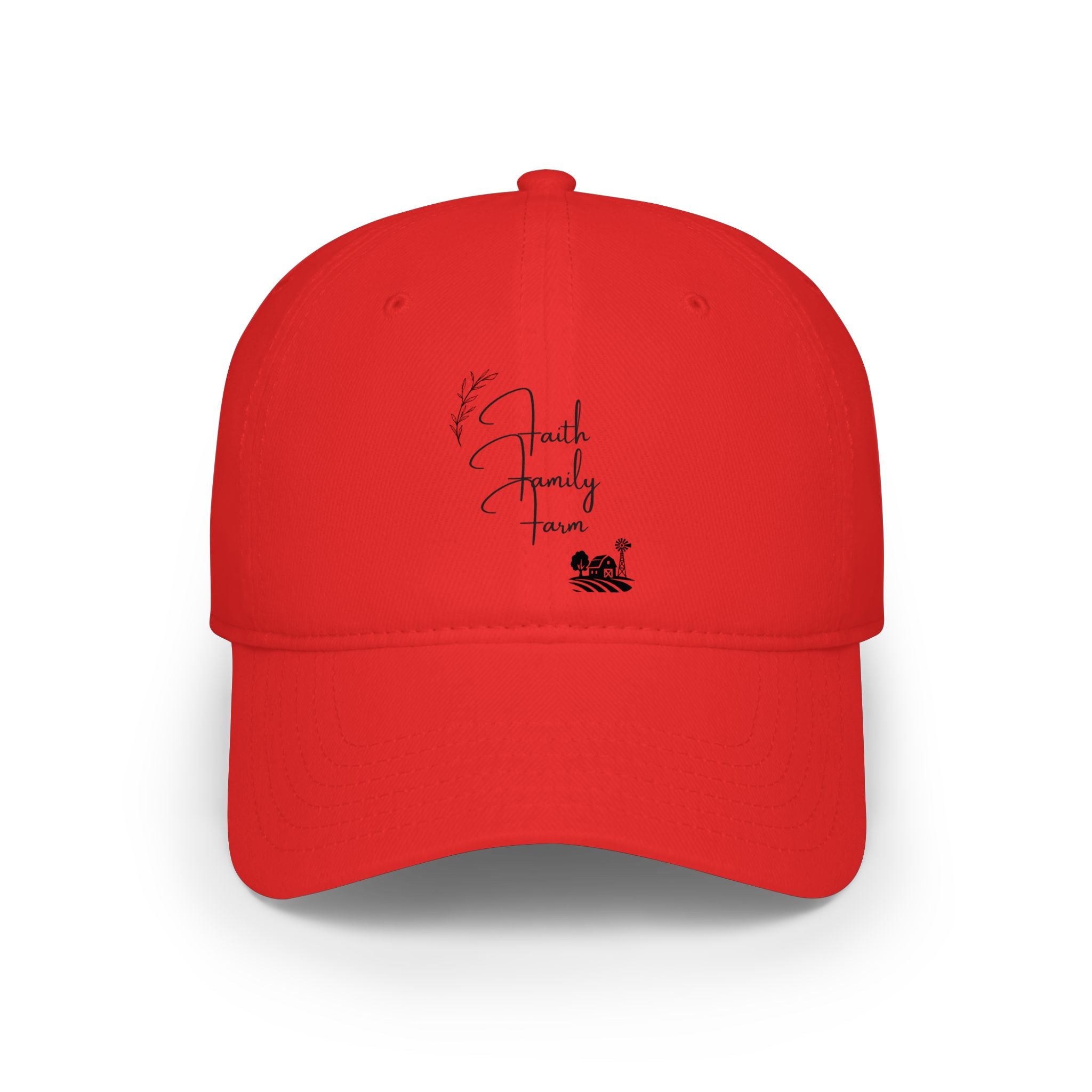Low Profile Baseball Cap - 'Family Time' Script Hat with Coffee Icon