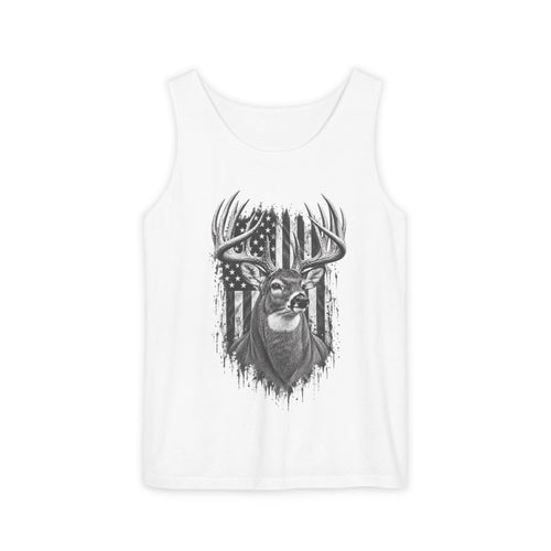 Buck Deer American Flag Tank Top, Garment-Dyed Cotton, Relaxed Fit