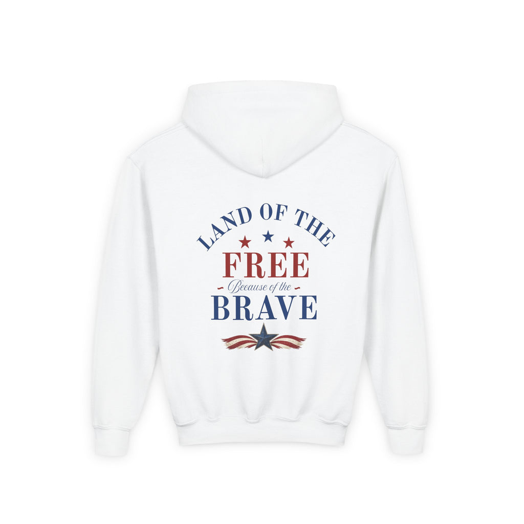 Youth Patriotic Hoodie – "Red, White & Country" | Land of the Free, Home of the Brave