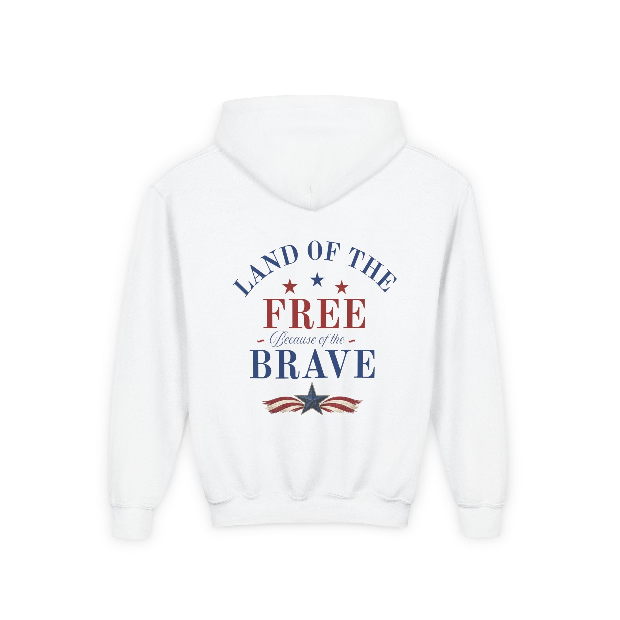 Youth Patriotic Hoodie – "Red, White & Country" | Land of the Free, Home of the Brave