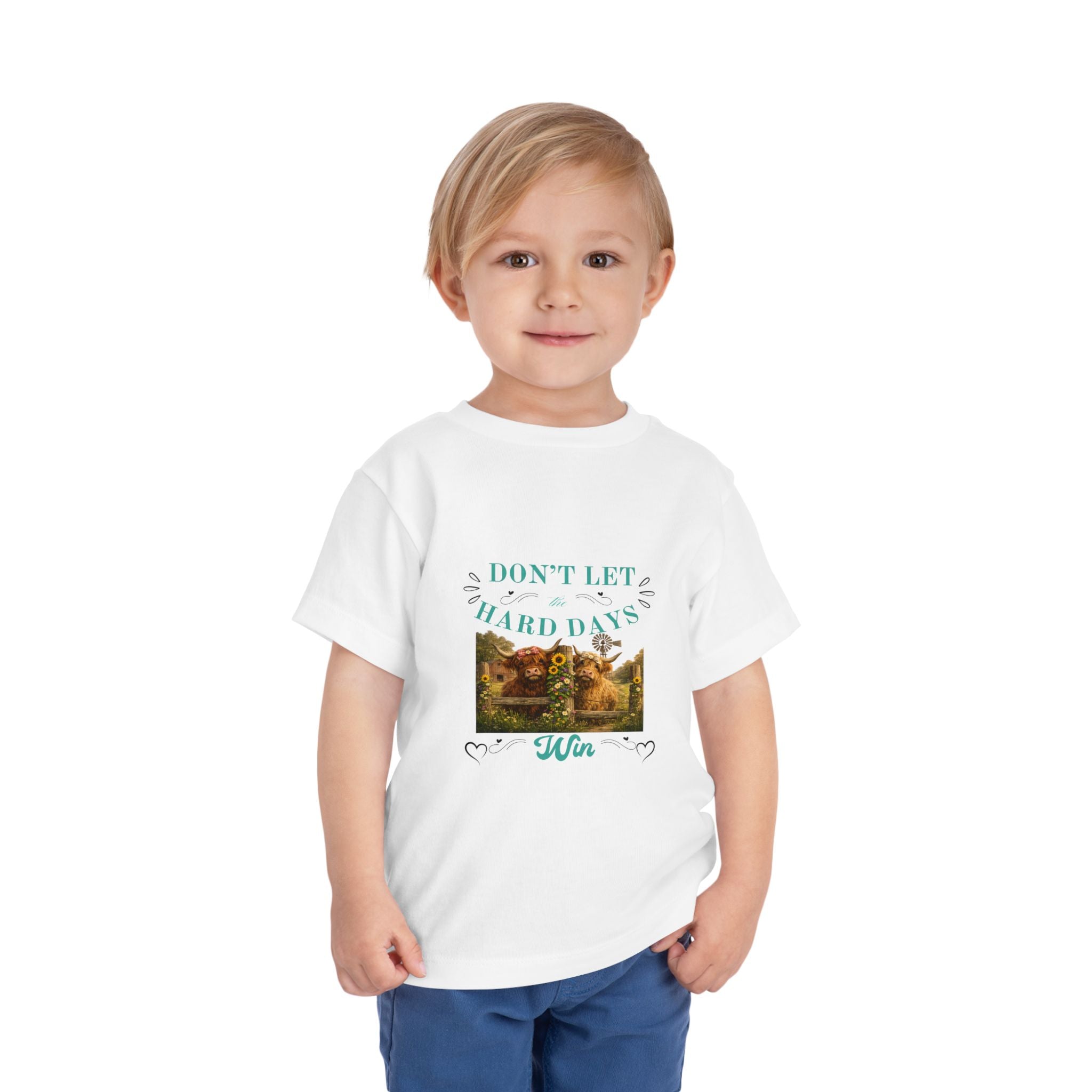Toddler Tee — "Don't Let Hard Days Win" Sunflower Comfort Shirt