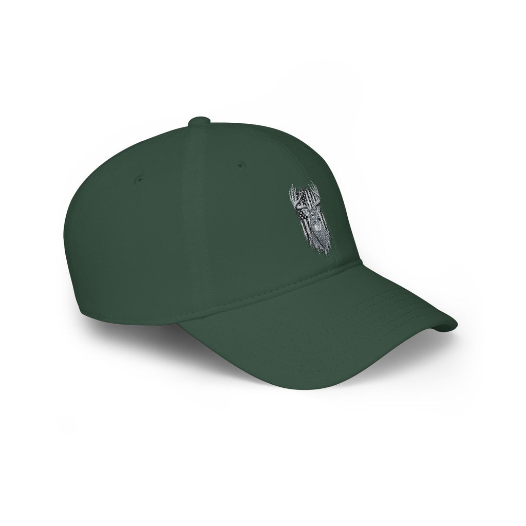 Low Profile Baseball Cap with Silver Viking Helmet Embroidery