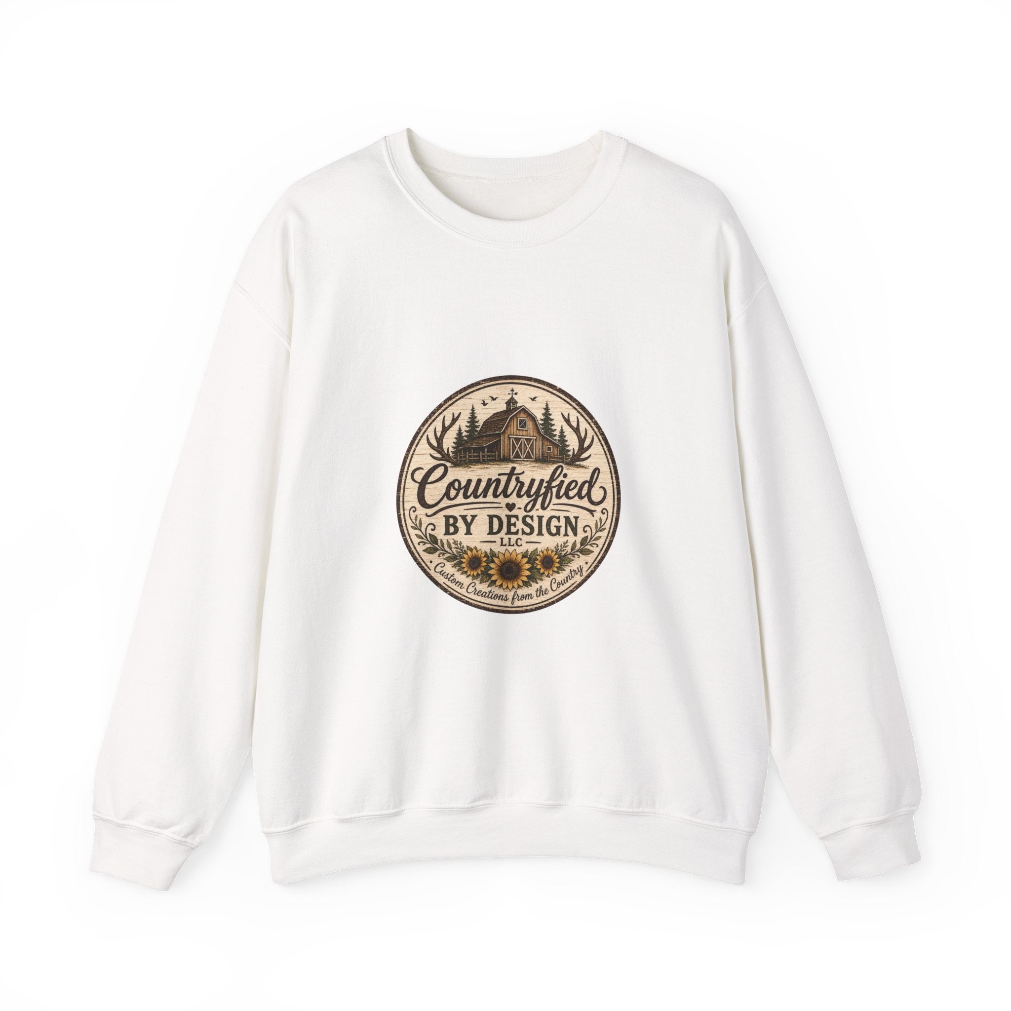 Countryfied By Design Crewneck Sweatshirt — Rustic Farmhouse Graphic Pullover