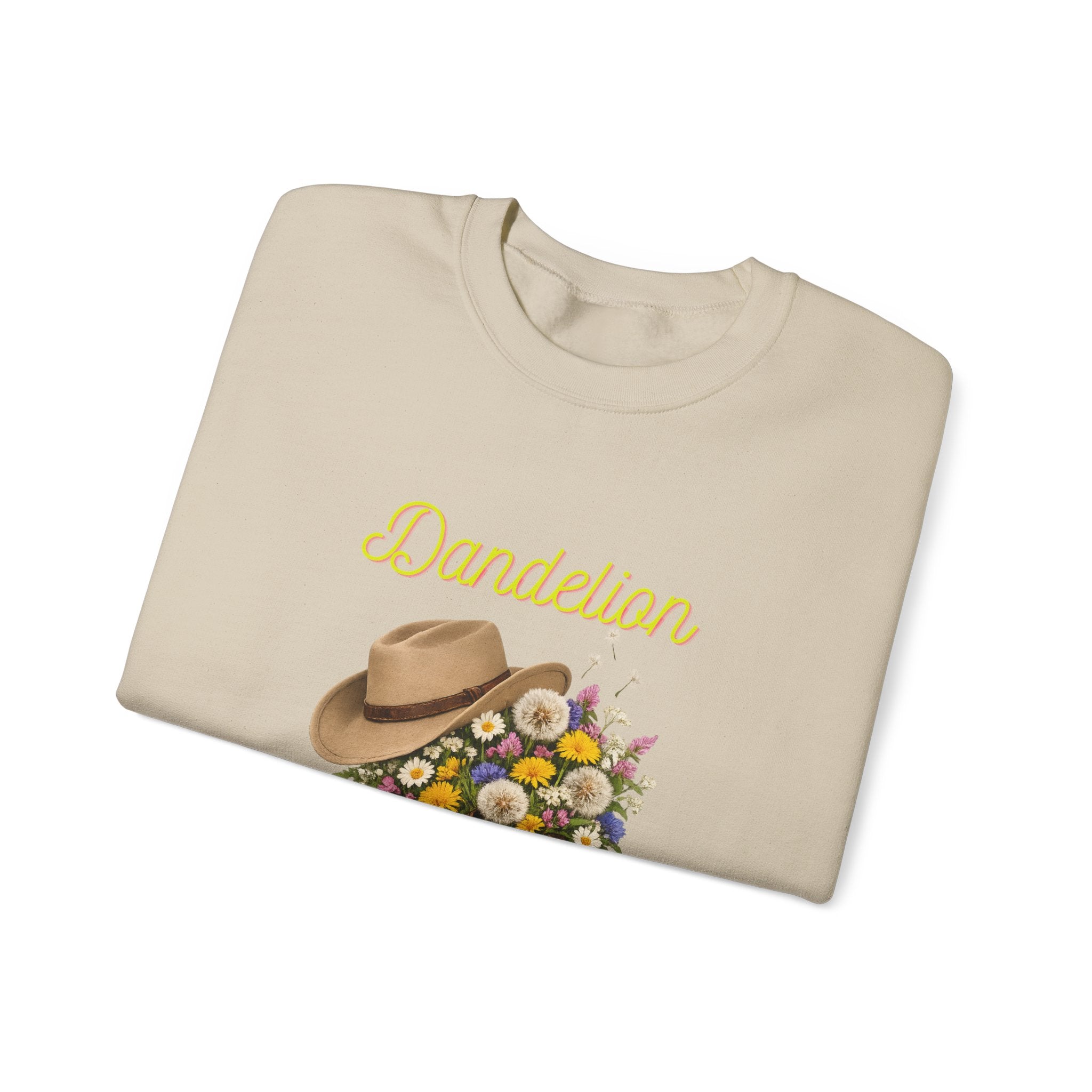 Dandelion Cowboy Boots & Hat Sweatshirt — Floral Western Crewneck
