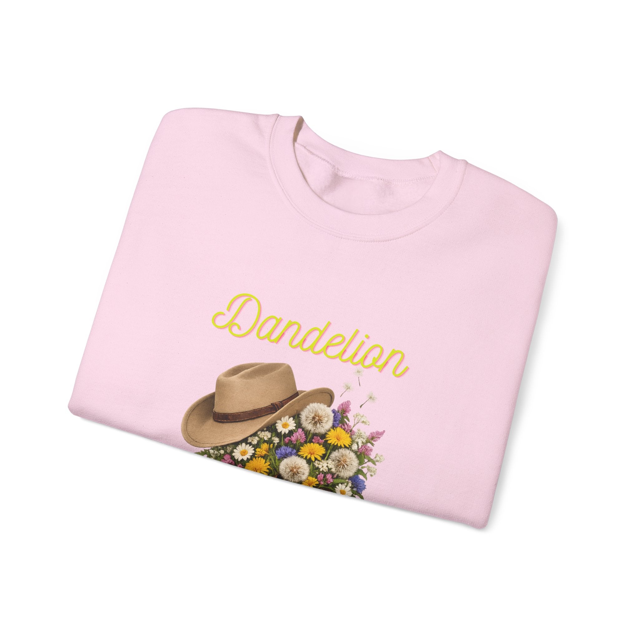 Dandelion Cowboy Boots & Hat Sweatshirt — Floral Western Crewneck