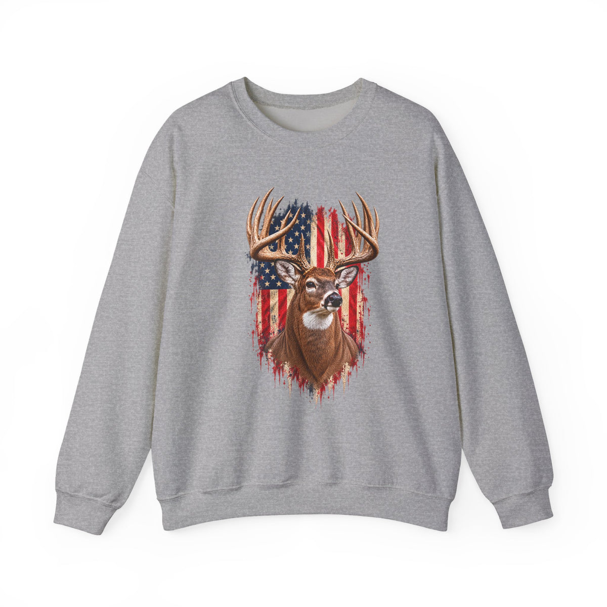 American Flag Buck Deer Sweatshirt | Patriotic Hunting Wildlife Crewneck