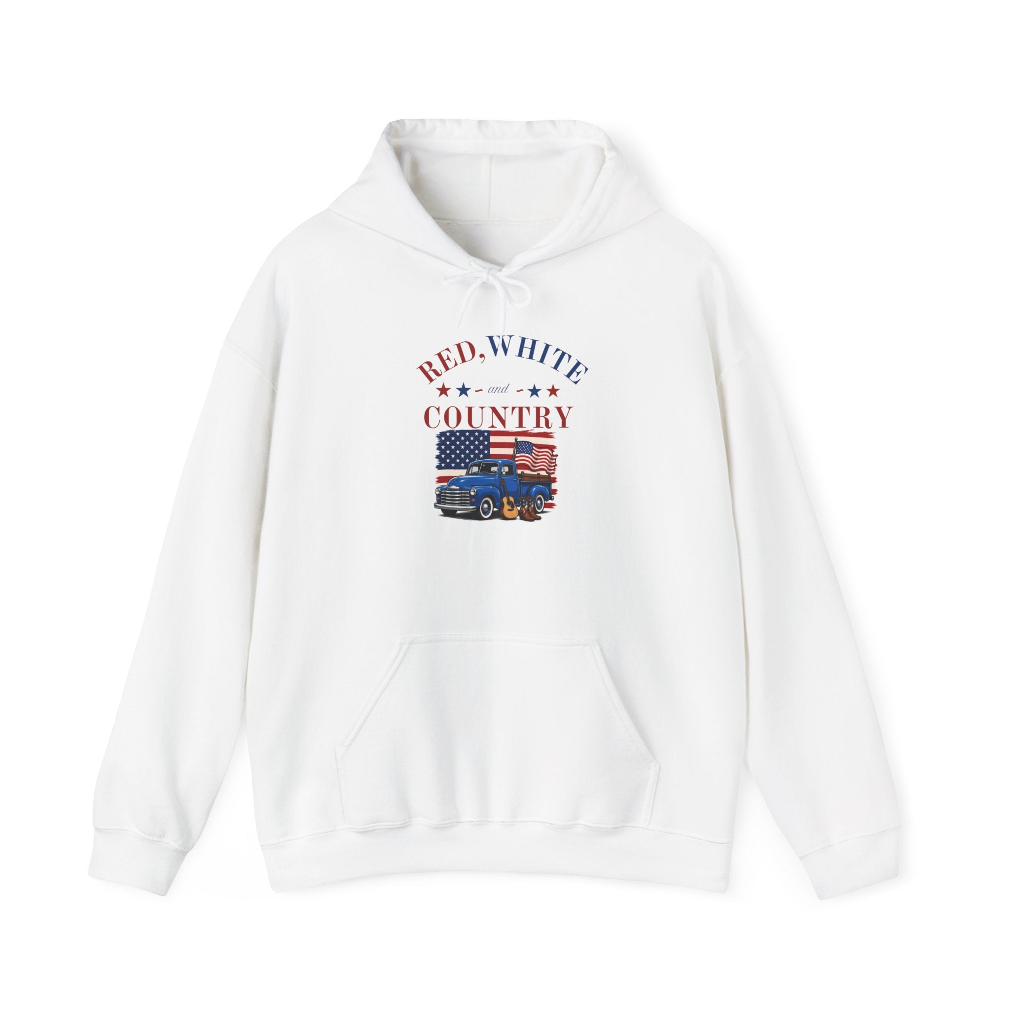 Patriotic Truck Hoodie — "Red White Country" / "Land of the Free, Home of the Brave"