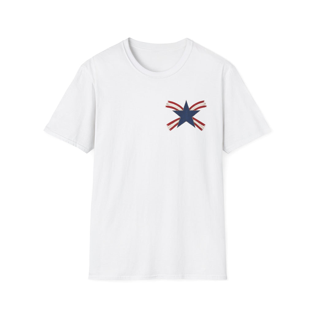 Patriotic Star Tee — Small Distressed Navy Star with Red Stripes