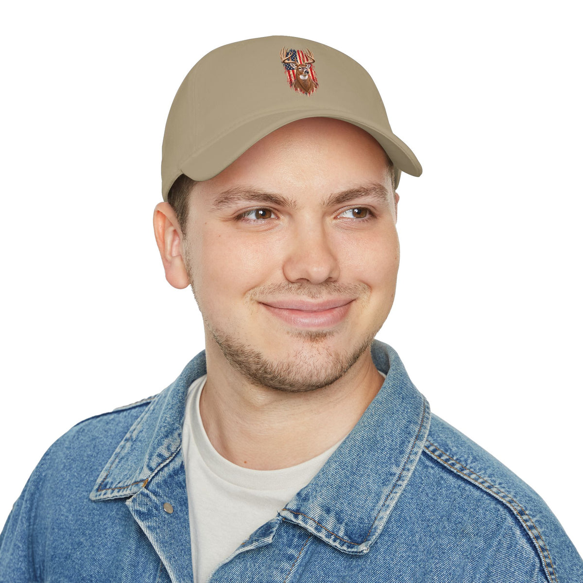 Whitetail Buck American Flag Hat, Adjustable Cotton Dad Cap