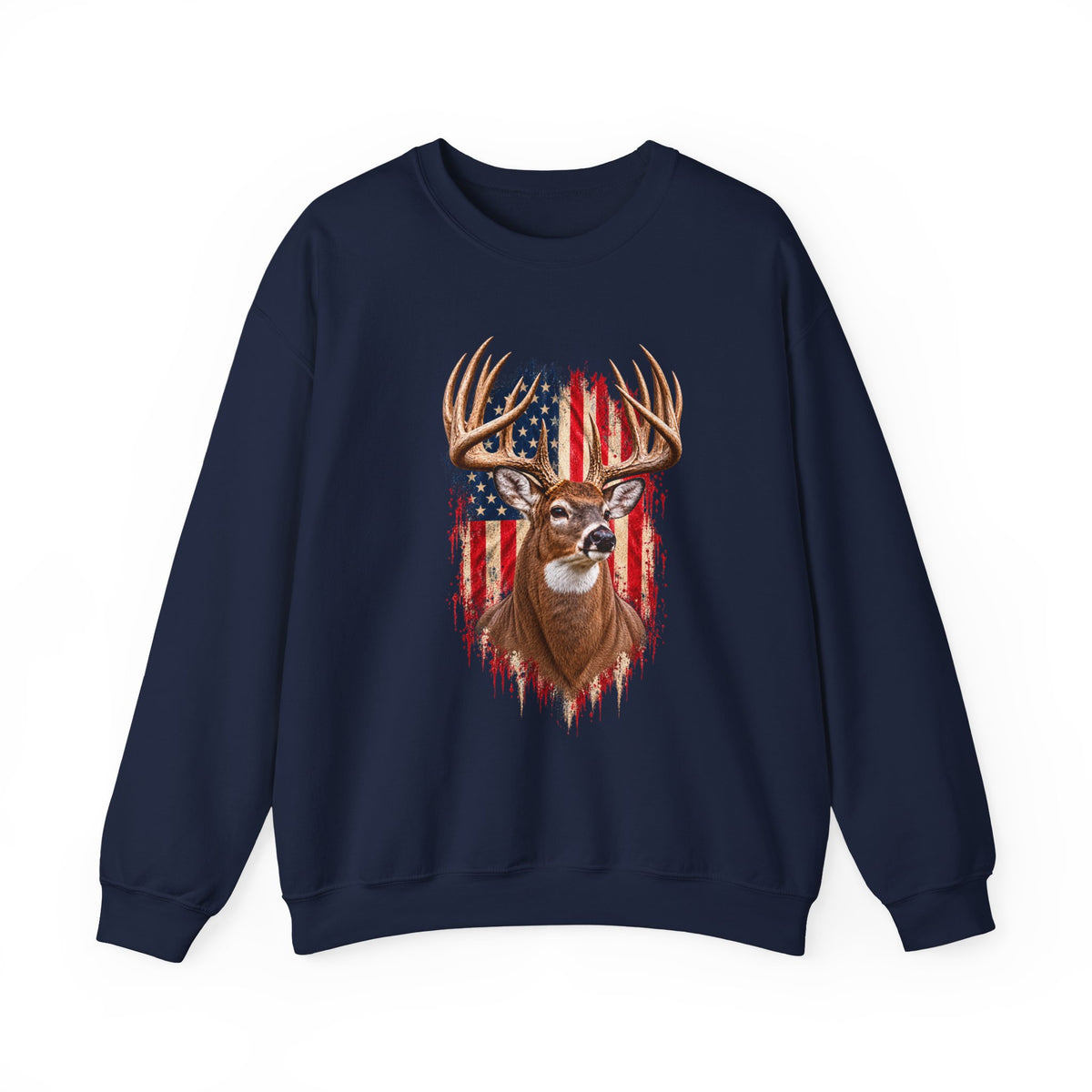 American Flag Buck Deer Sweatshirt | Patriotic Hunting Wildlife Crewneck