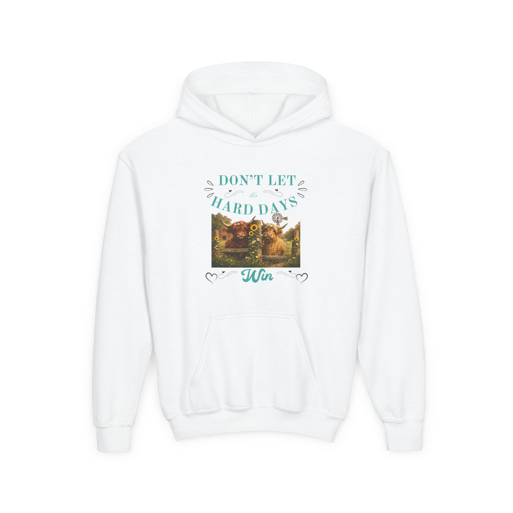 Youth Hoodie — "Don't Let Hard Days Win" Inspirational Graphic Sweatshirt