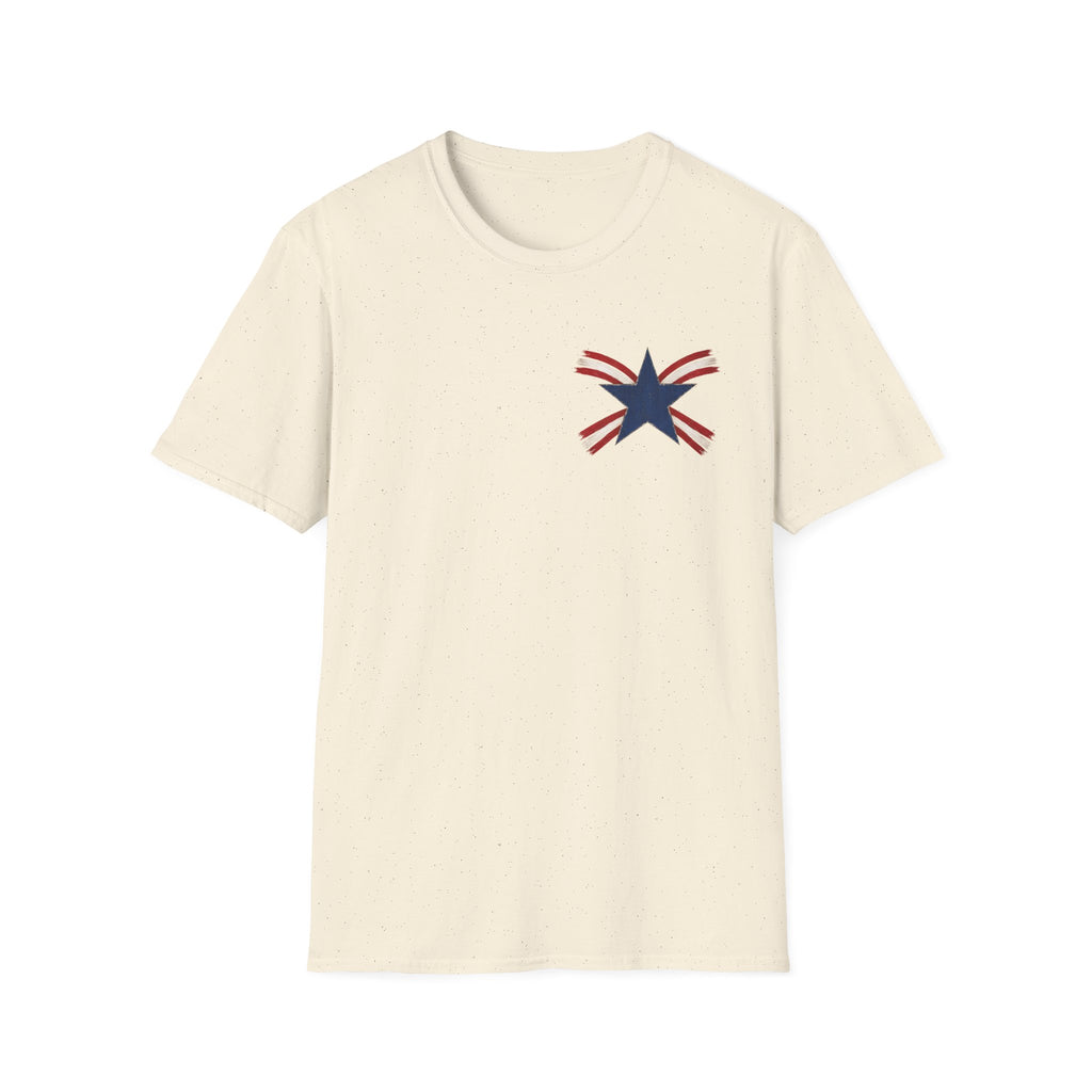Patriotic Star Tee — Small Distressed Navy Star with Red Stripes