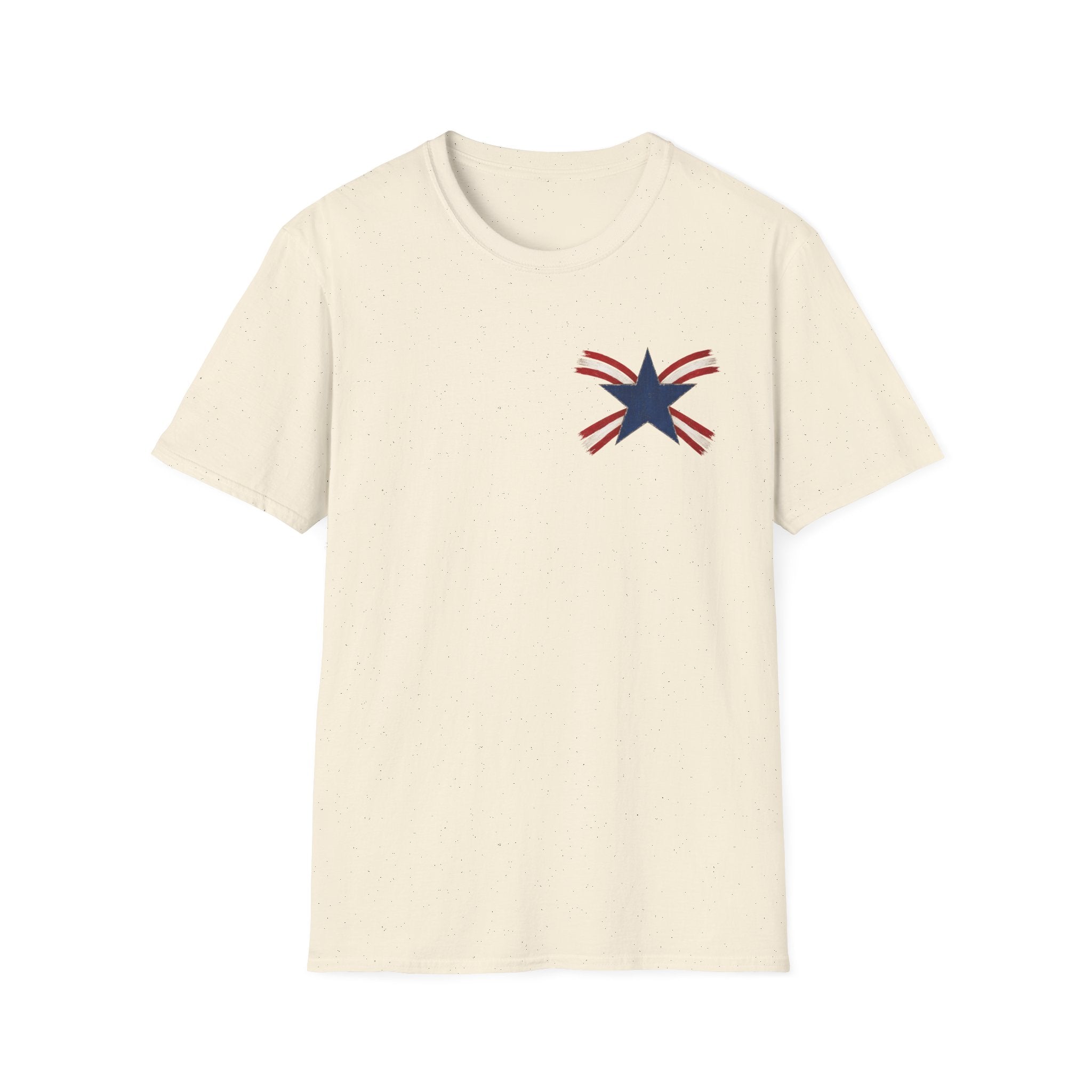 Patriotic Star Tee — Small Distressed Navy Star with Red Stripes