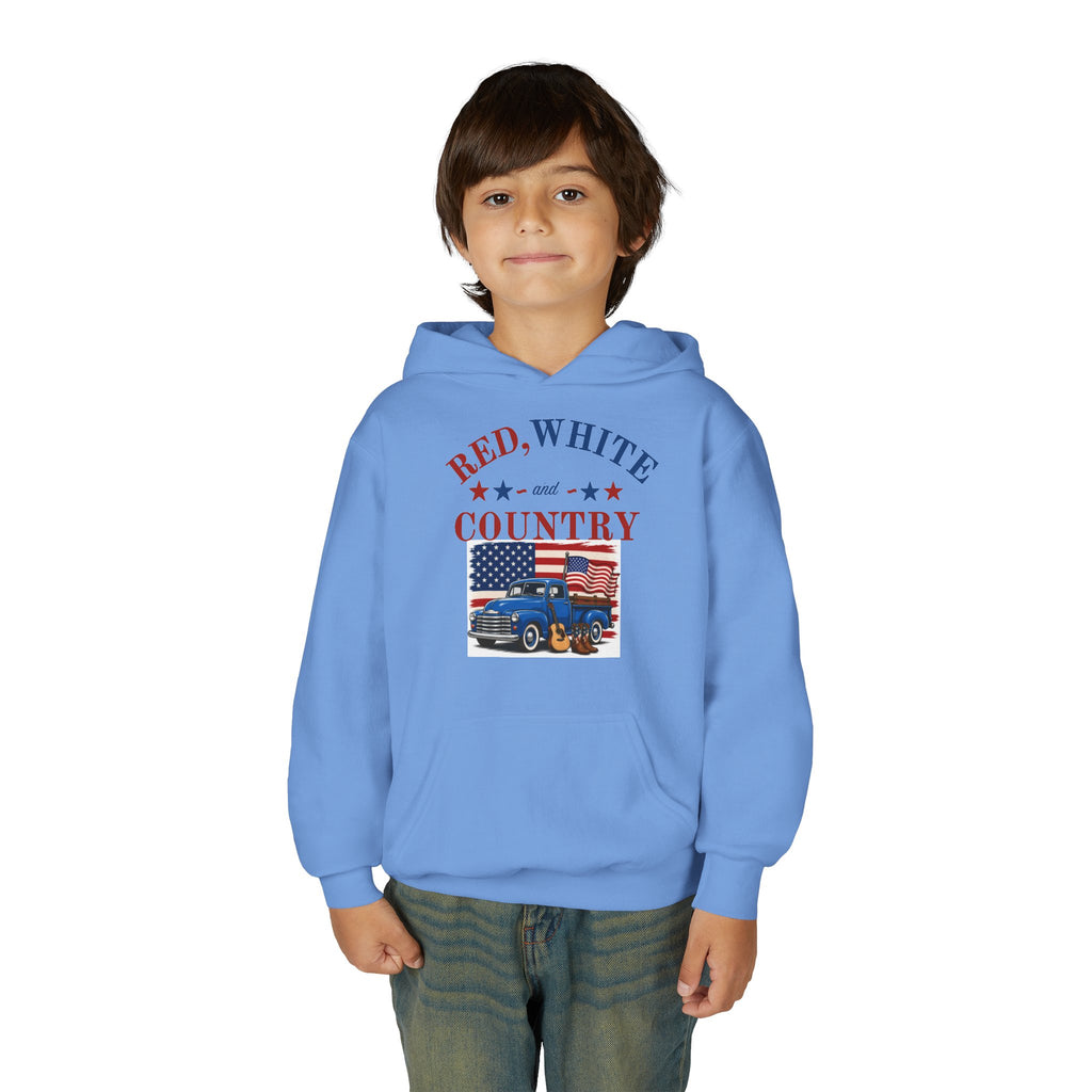 Youth Patriotic Hoodie – "Red, White & Country" | Land of the Free, Home of the Brave
