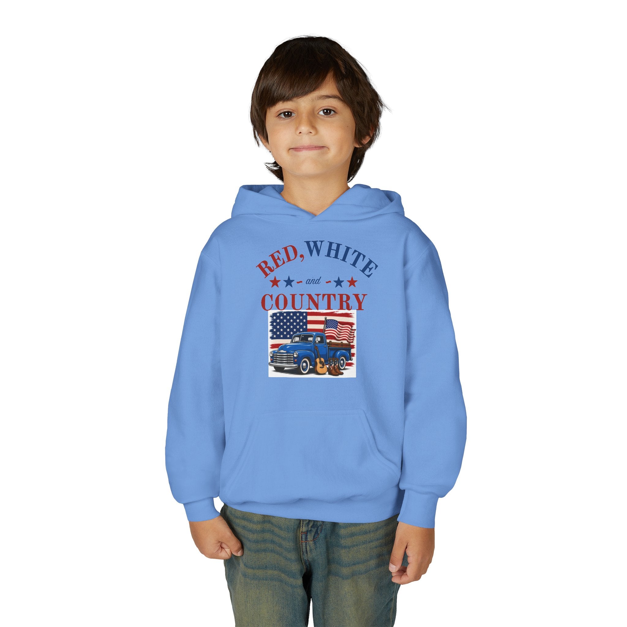 Youth Patriotic Hoodie – "Red, White & Country" | Land of the Free, Home of the Brave