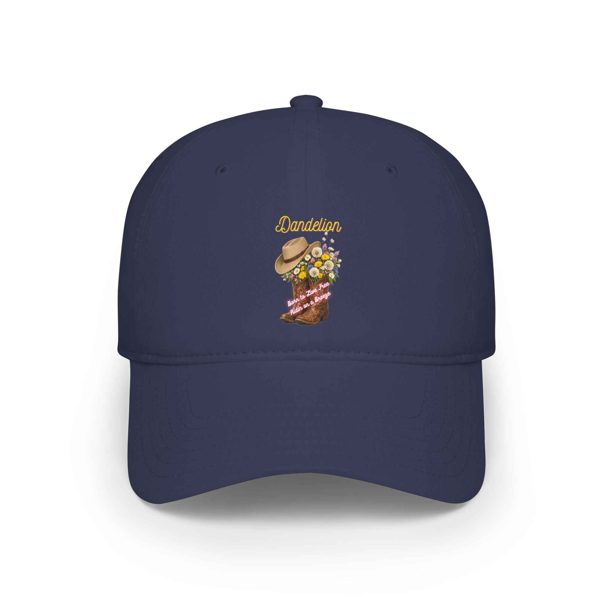 Cowgirl Boots & Flowers Baseball Cap — 'Cowgirl' Embroidered Low Profile Hat