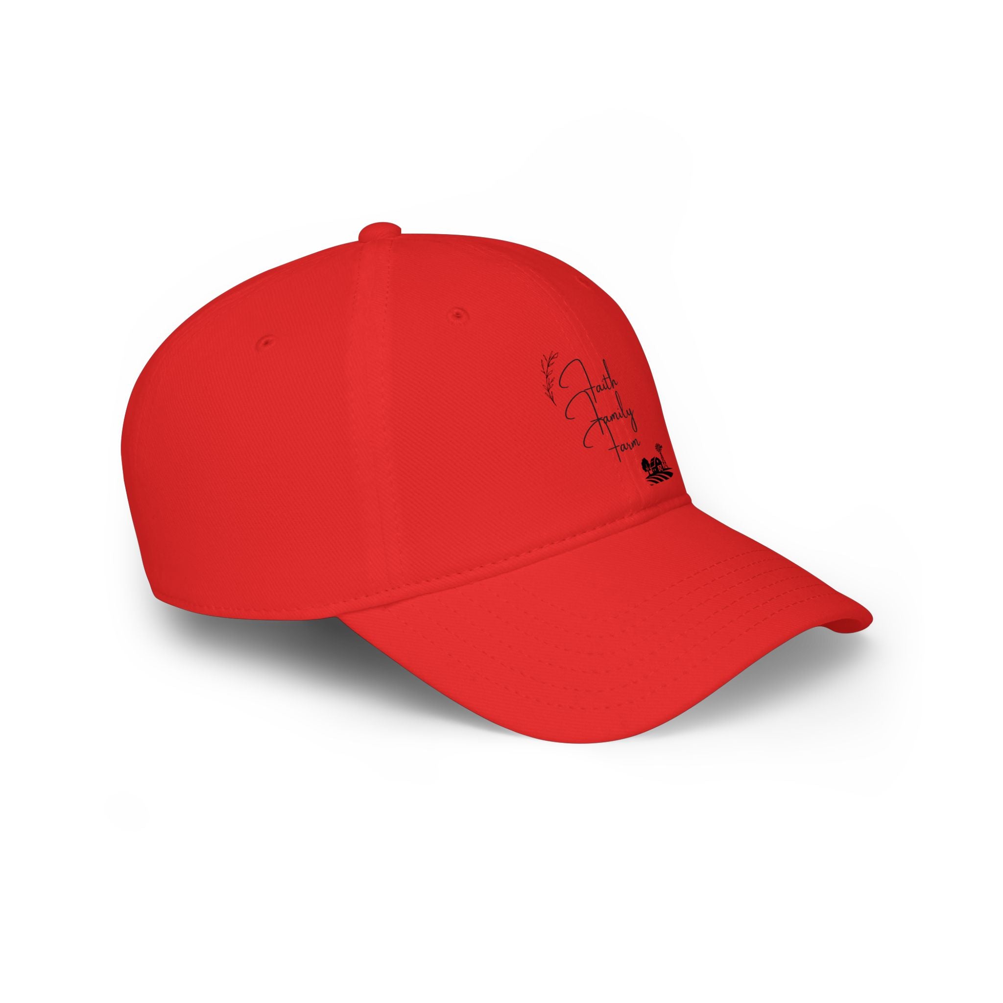 Low Profile Baseball Cap - 'Family Time' Script Hat with Coffee Icon