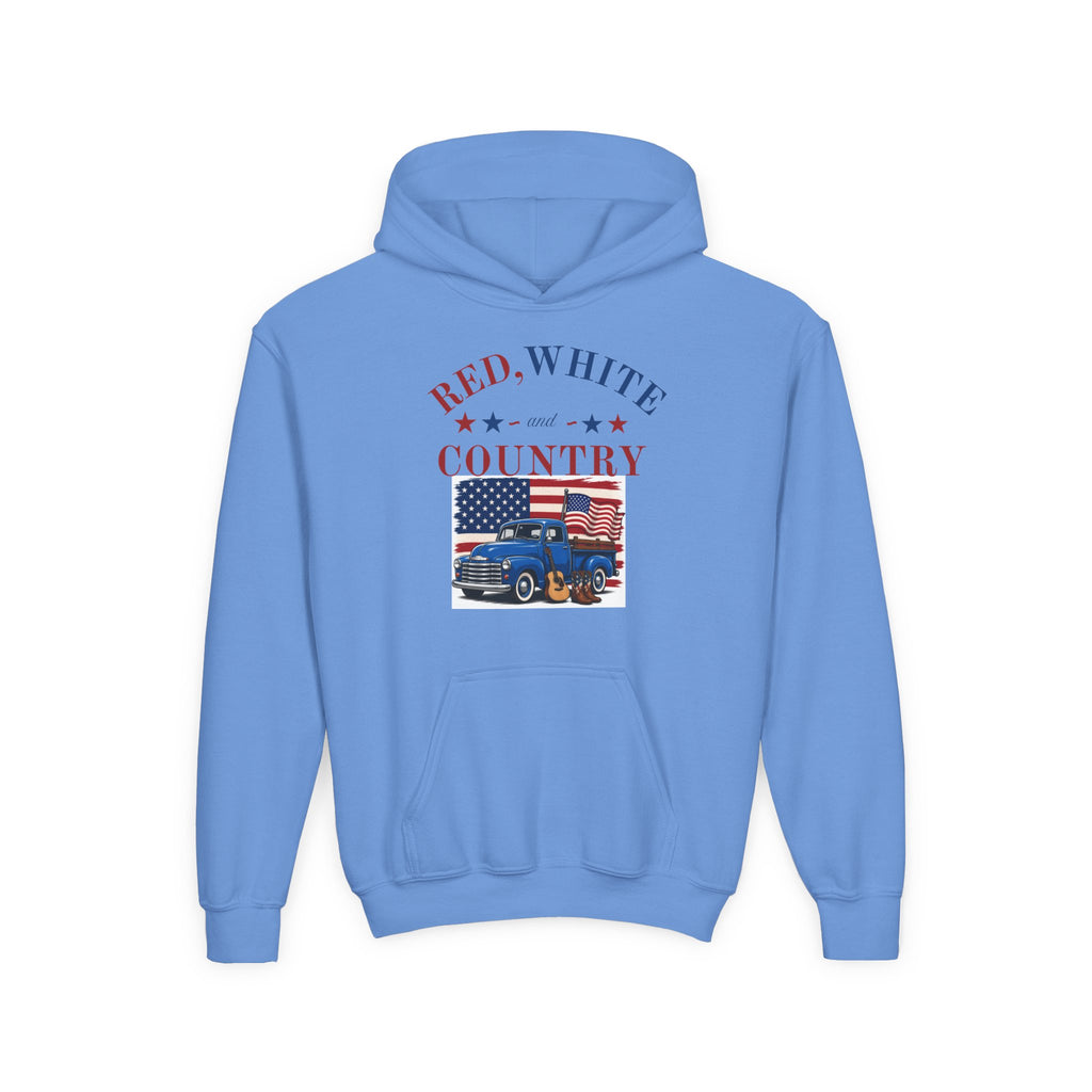 Youth Patriotic Hoodie – "Red, White & Country" | Land of the Free, Home of the Brave