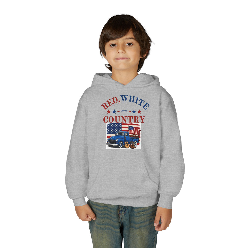 Youth Patriotic Hoodie – "Red, White & Country" | Land of the Free, Home of the Brave