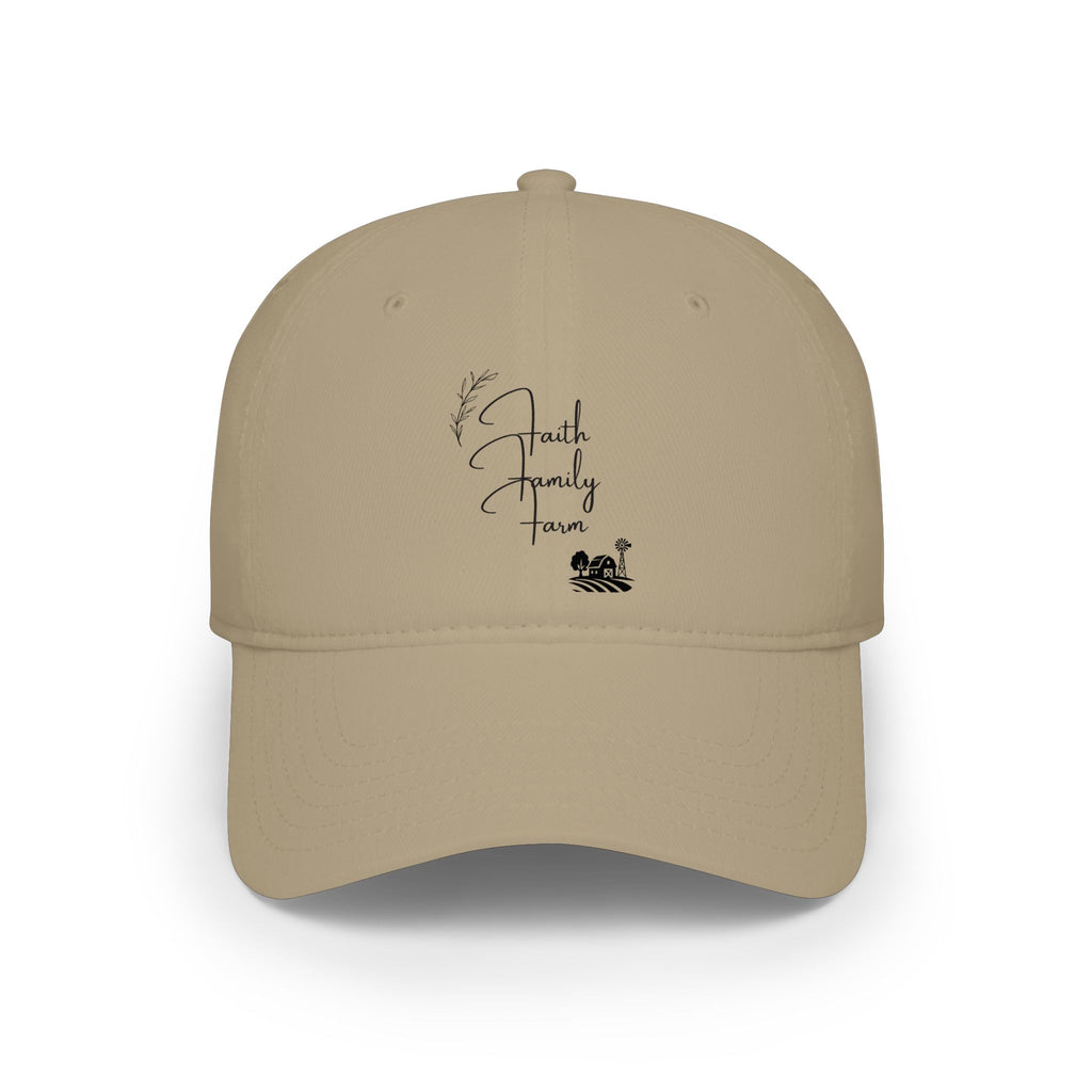 Low Profile Baseball Cap - 'Family Time' Script Hat with Coffee Icon