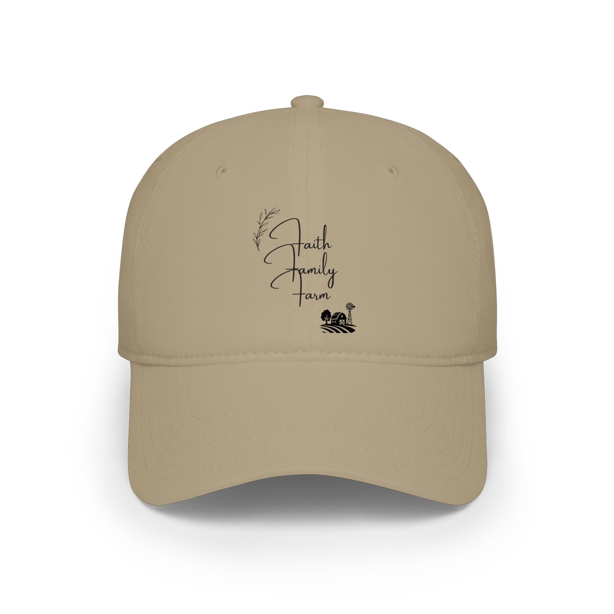 Low Profile Baseball Cap - 'Family Time' Script Hat with Coffee Icon