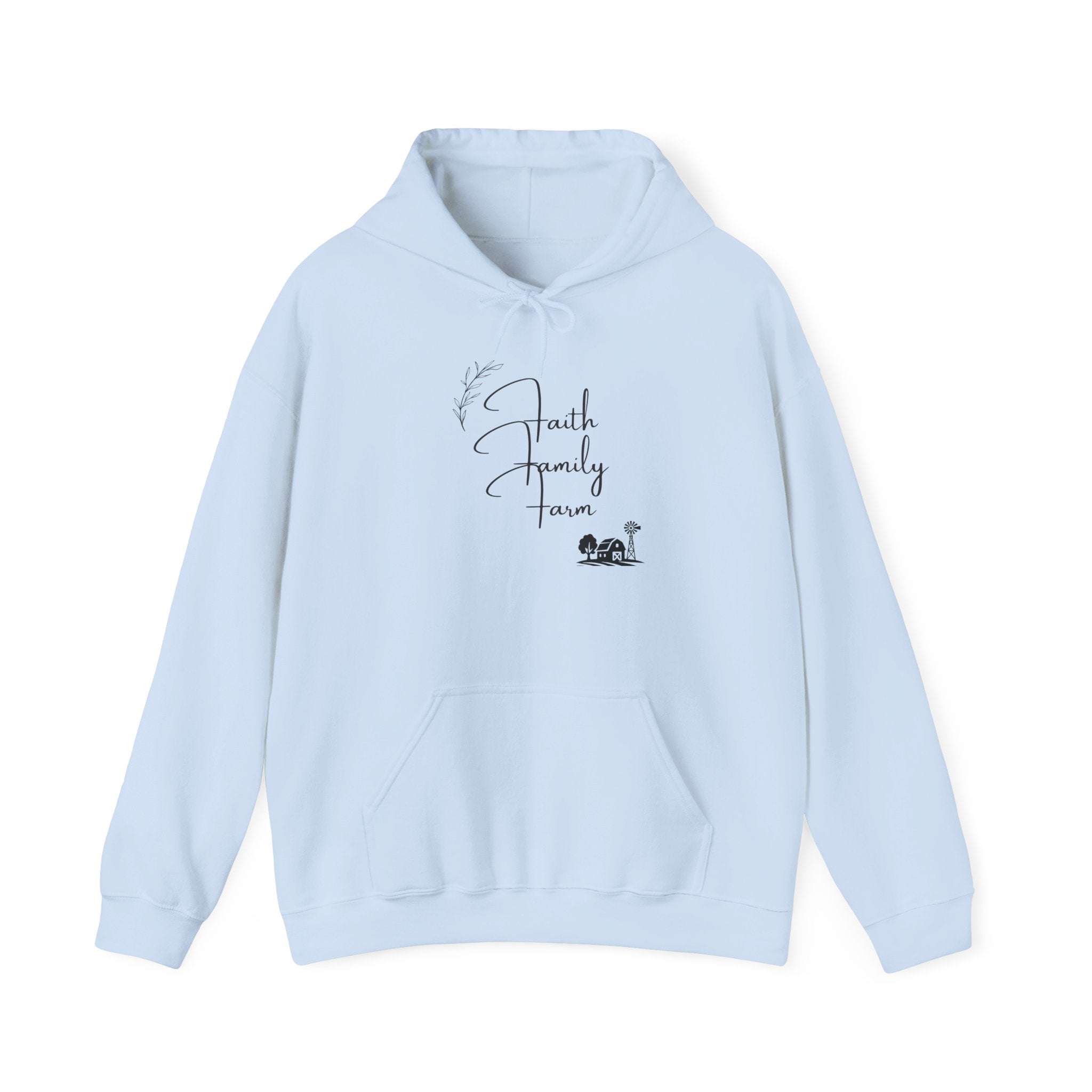 Faith Family Farm Hoodie — Minimal Script Farmhouse Pullover