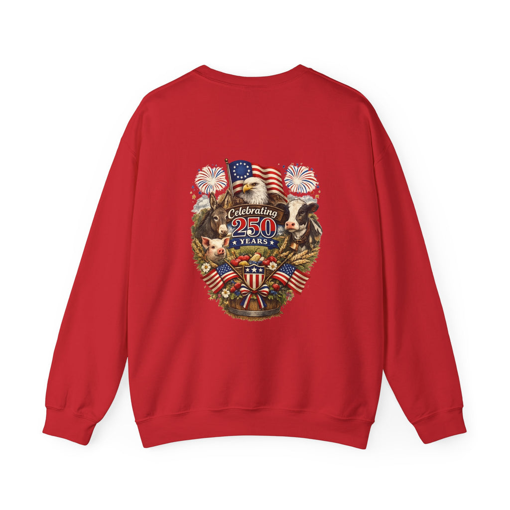 Crewneck Sweatshirt — "Celebrating 250 Years" Patriotic Eagle & Flag Design